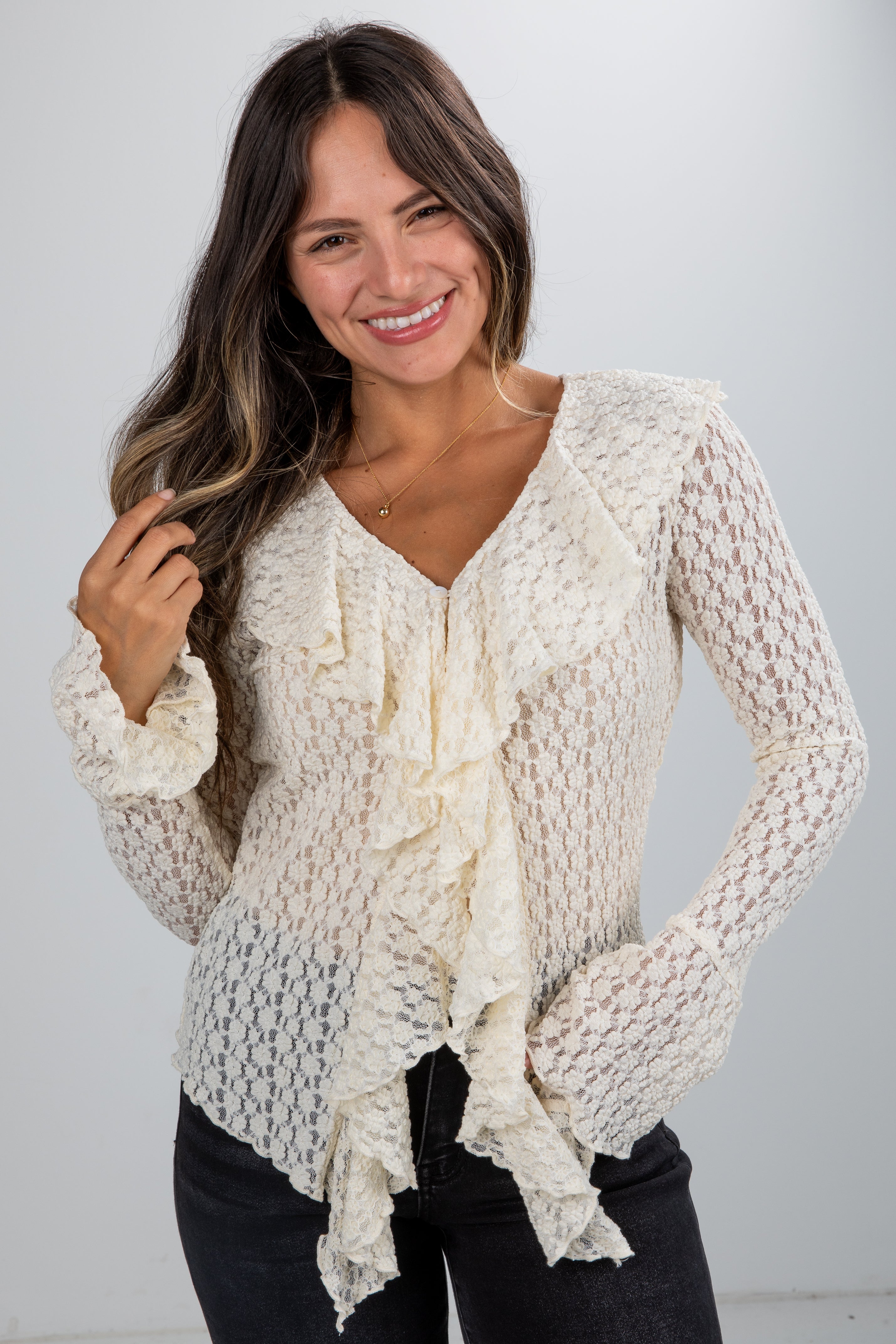 FINAL SALE - Focus On Me Cream Lace Blouse