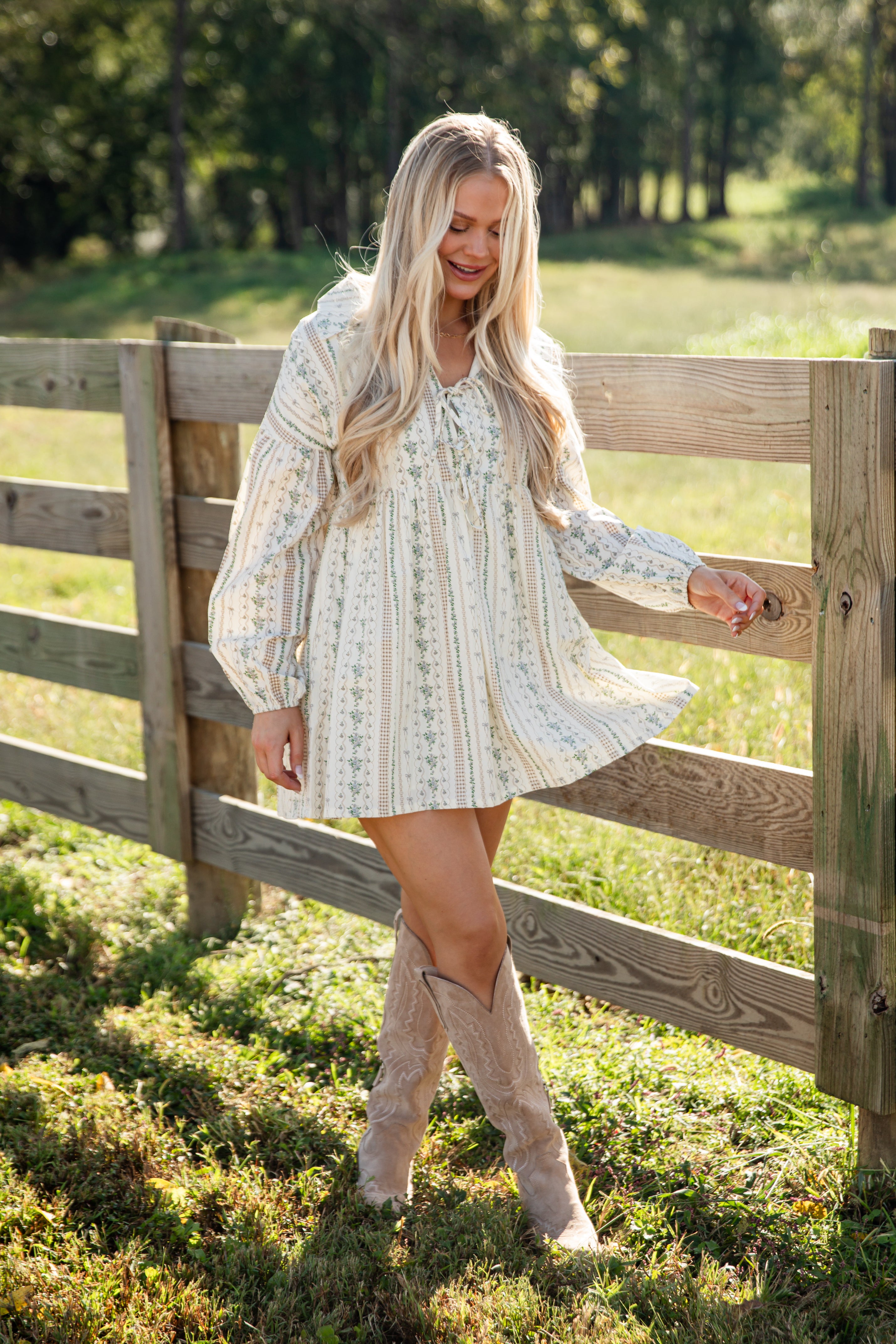FINAL SALE - Right In Front Of You Cream Floral Babydoll Mini Dress
