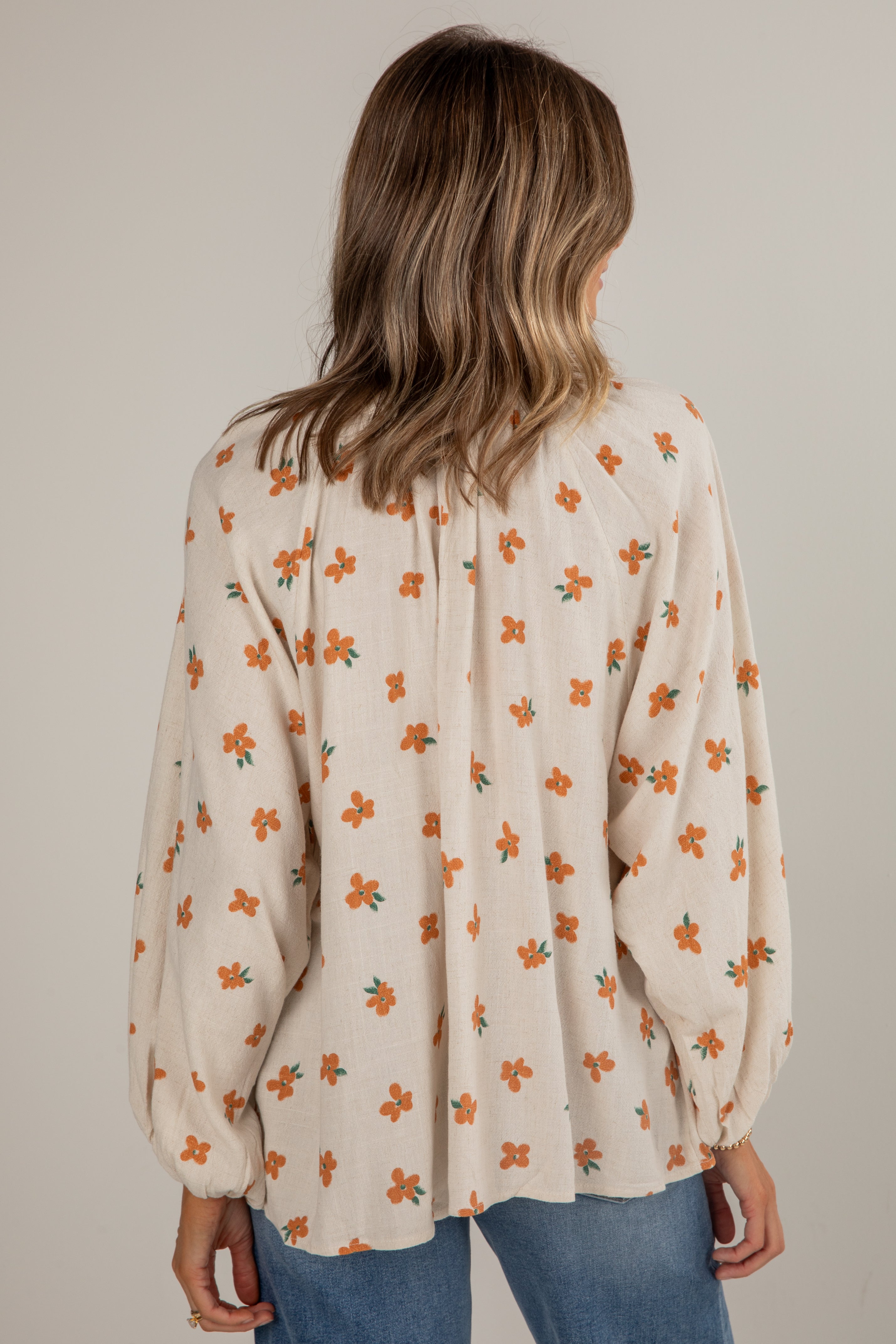 FINAL SALE - Living The Dream Natural Floral Blouse