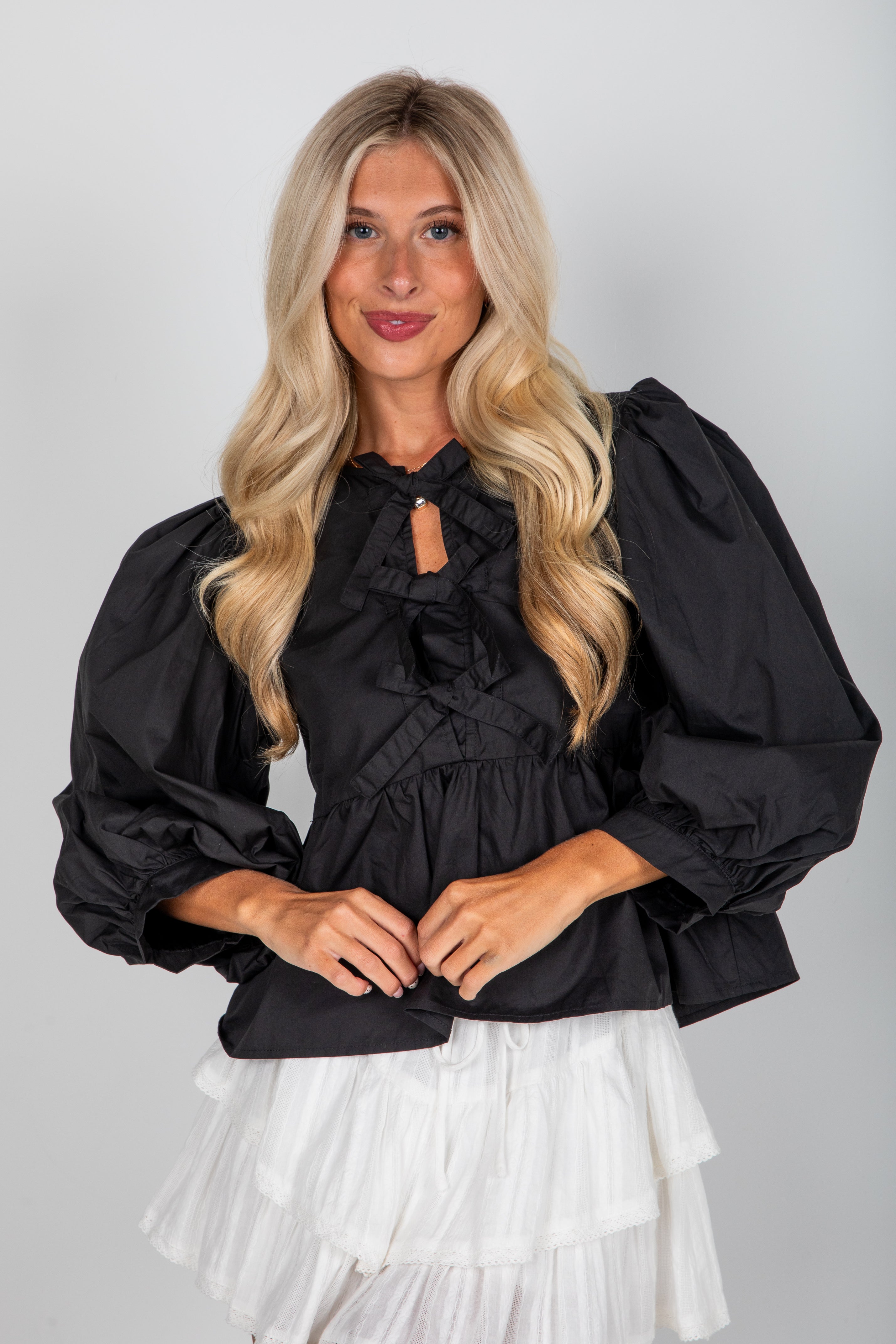 FINAL SALE - Just One Chance Tie Blouse