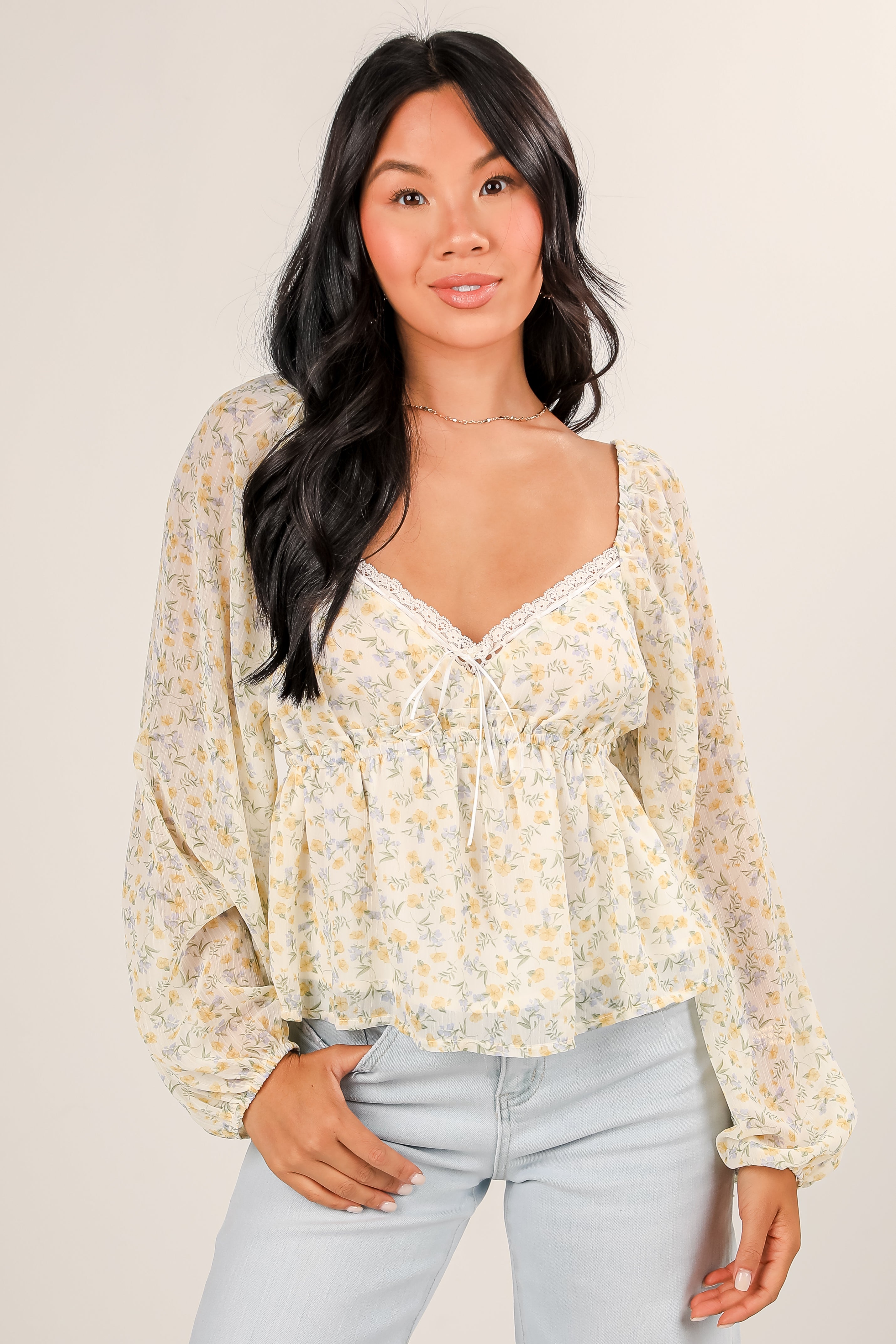 FINAL SALE - Sunlit Blossoms Yellow Floral Blouse