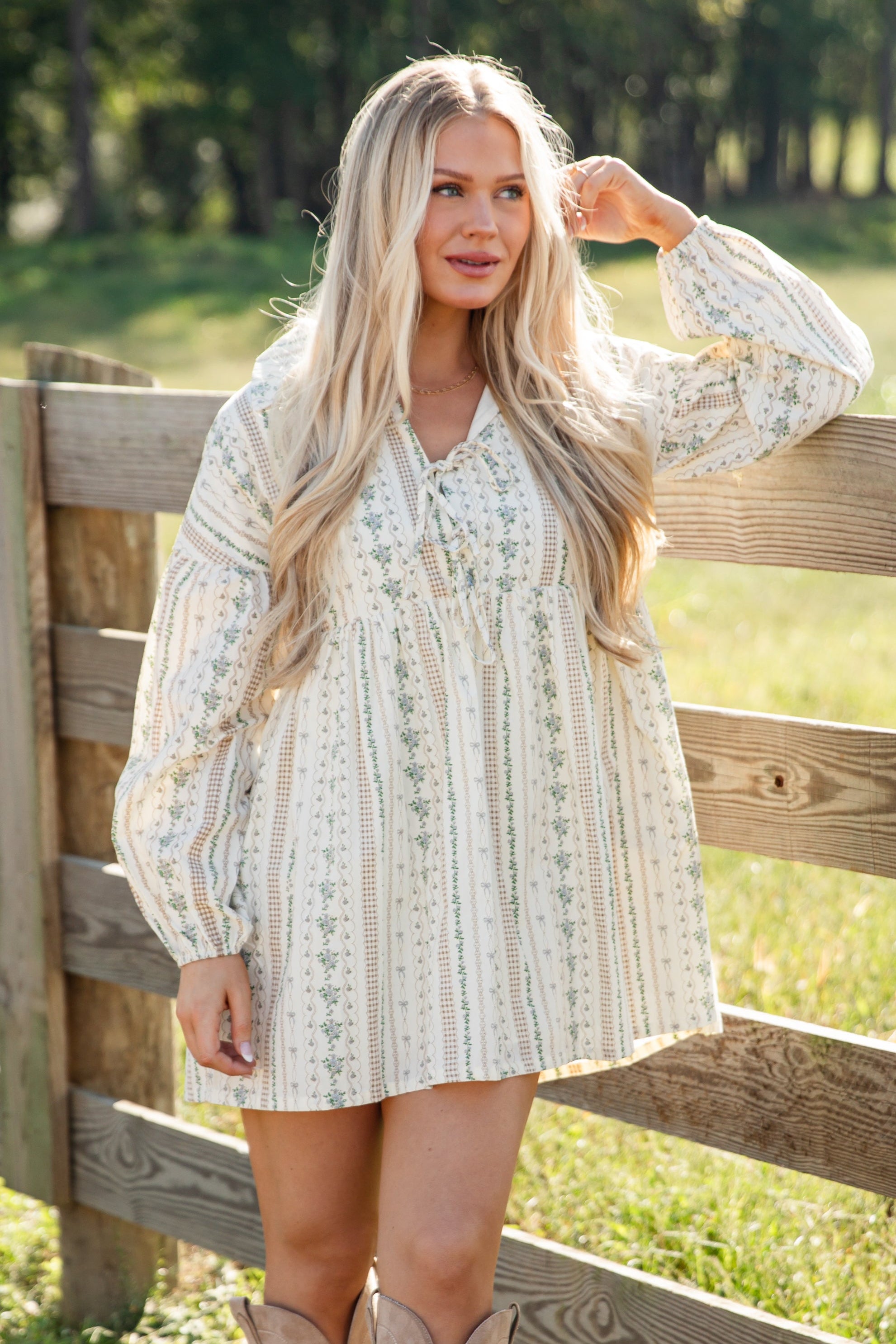 FINAL SALE - Right In Front Of You Cream Floral Babydoll Mini Dress