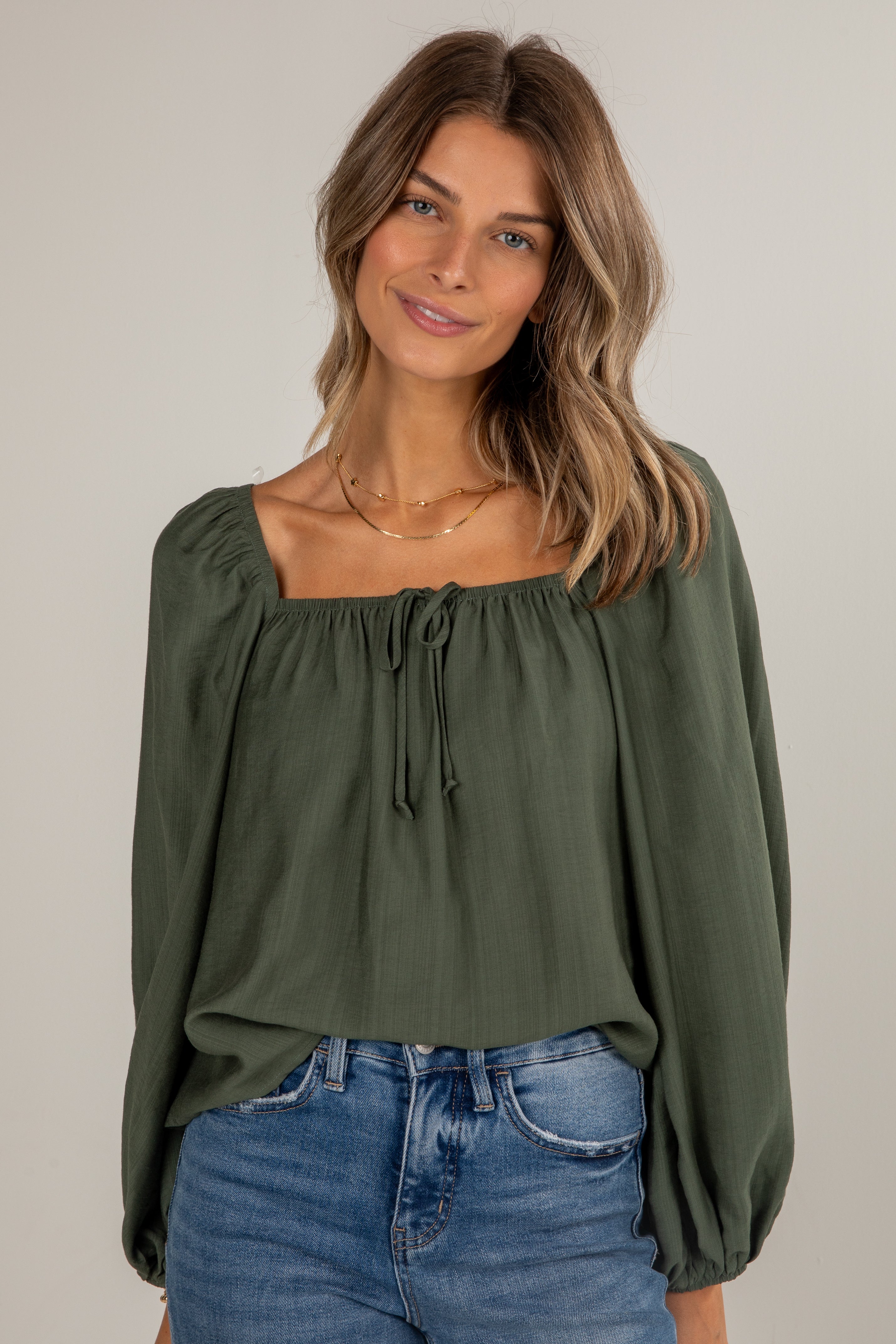 FINAL SALE - Give It A Try Hunter Green Blouse