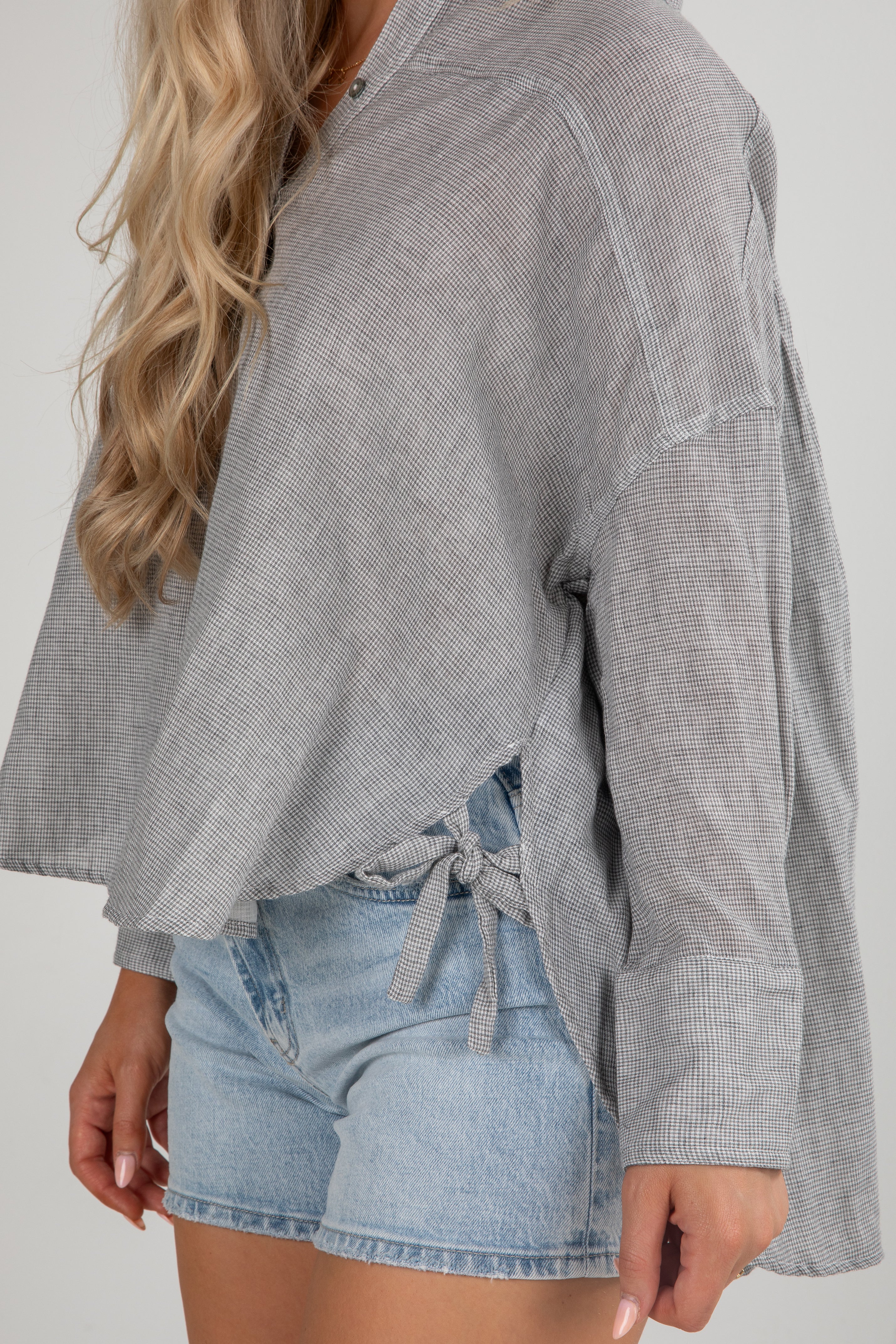 FINAL SALE - With You My Darling Grey Button-Up Blouse
