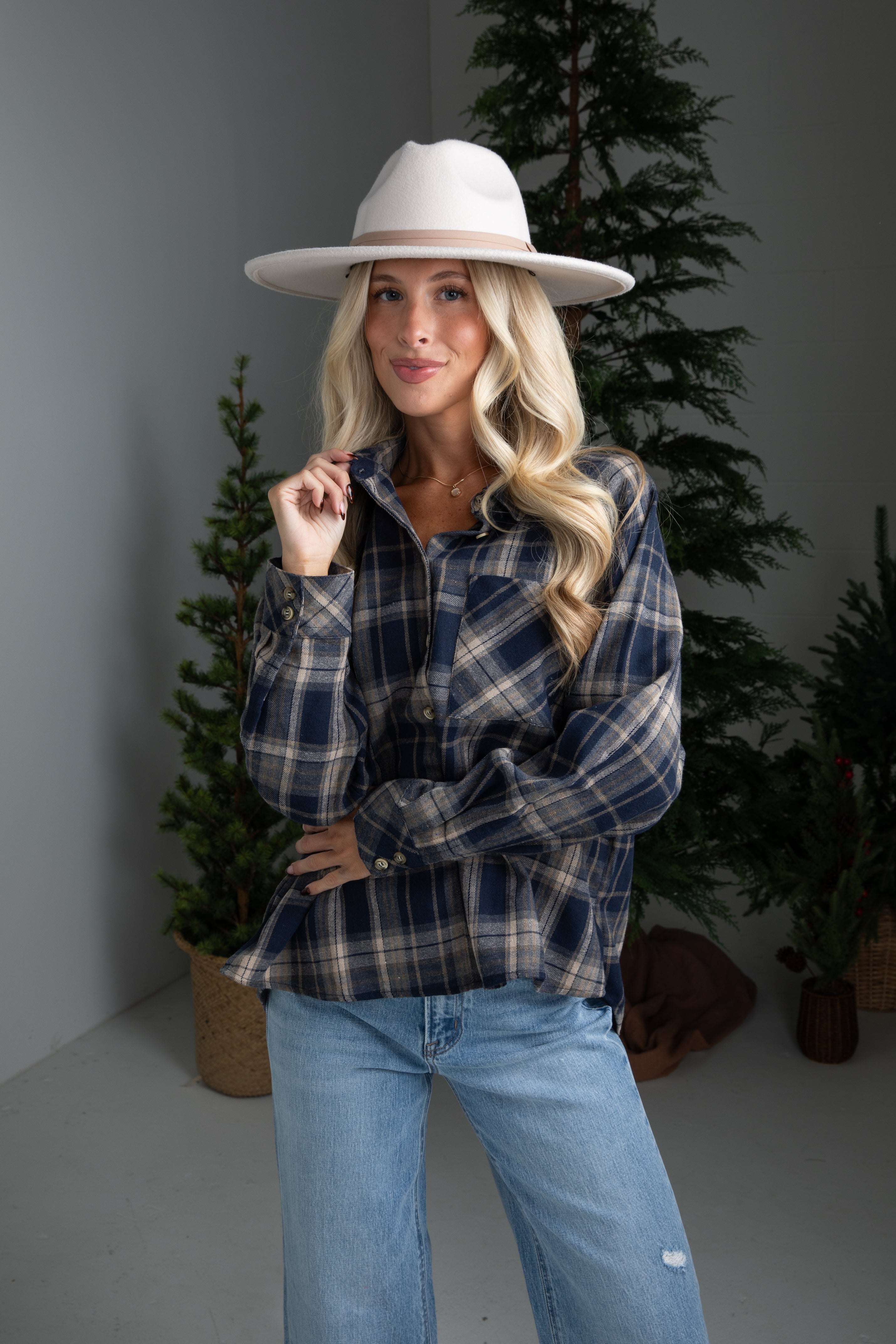 FINAL SALE - Time Goes By Navy Plaid Flannel