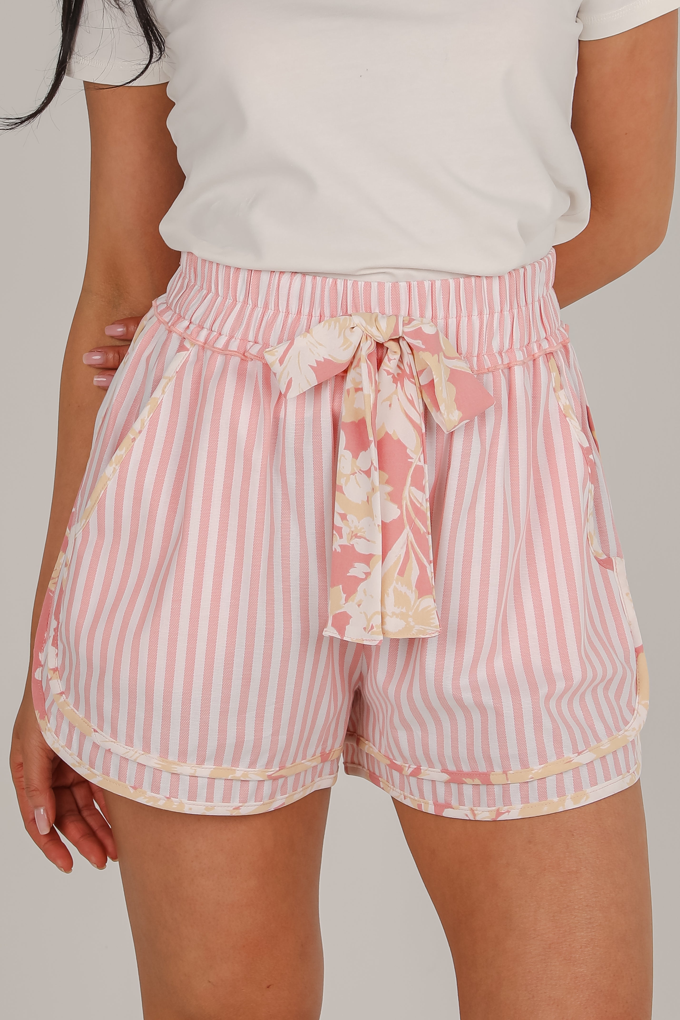 FINAL SALE - Dreaming In Color Pink Striped Shorts