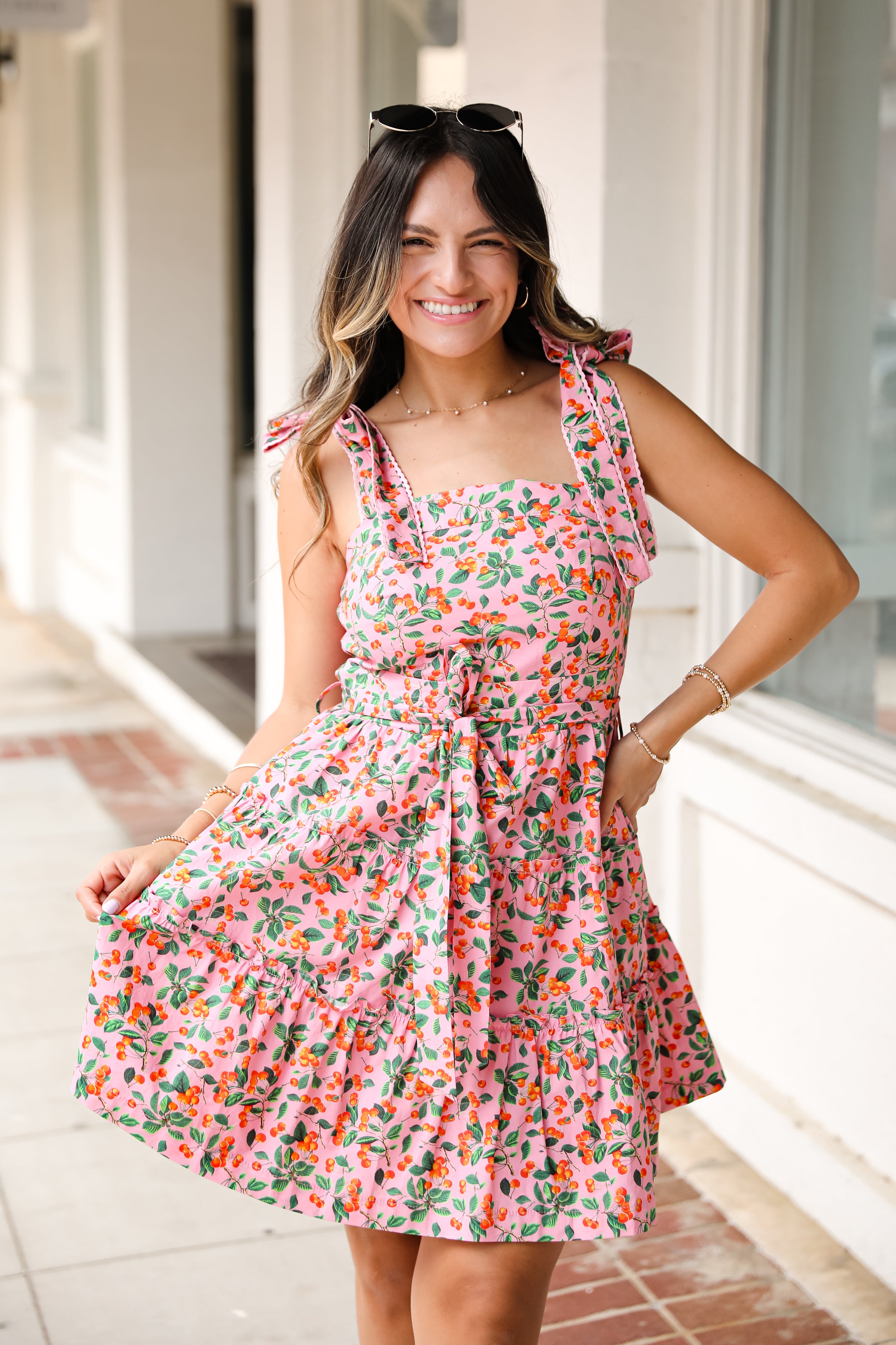 FINAL SALE - Cherry On Top Pink Tiered Mini Dress