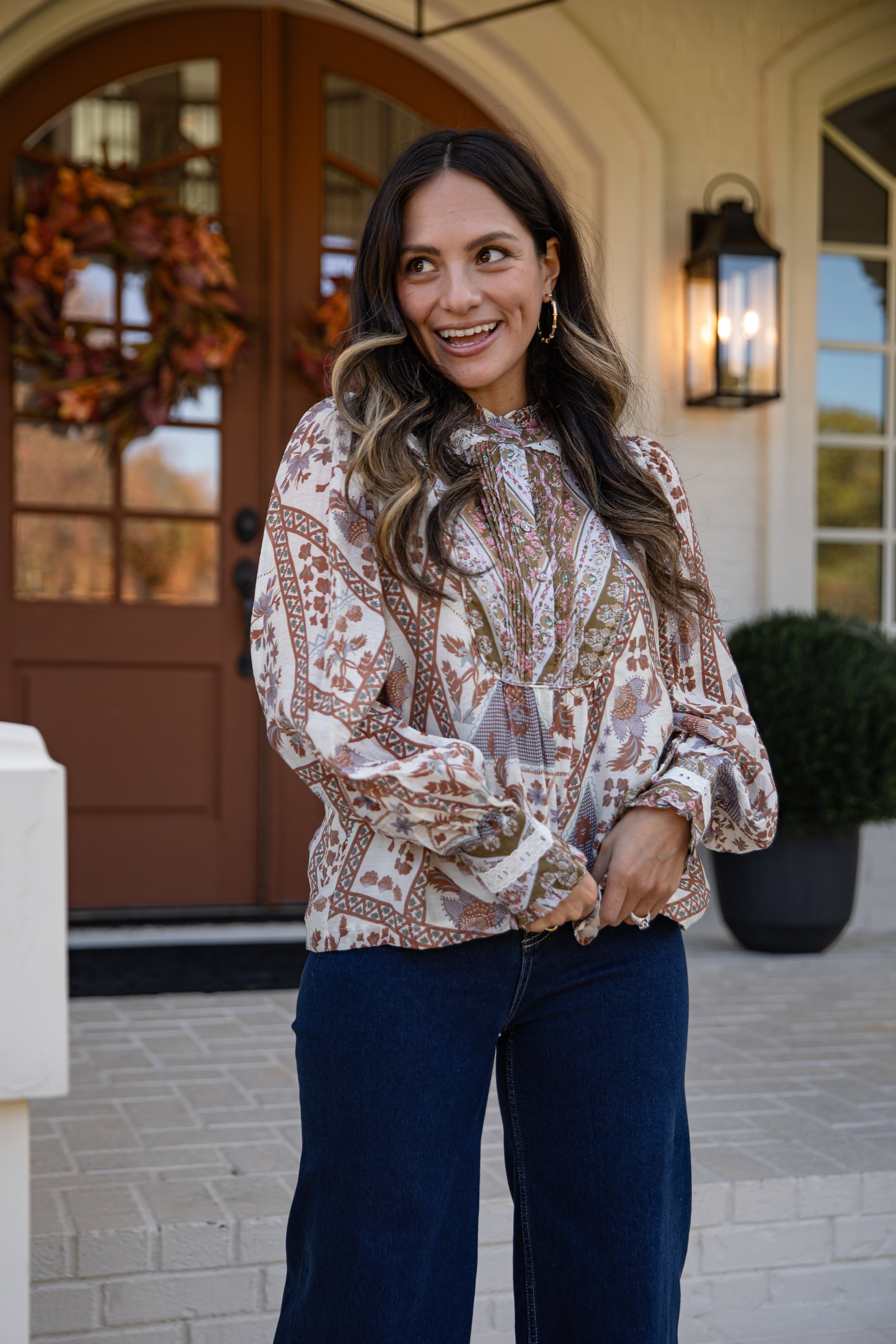 FINAL SALE - Happiness Follows Ivory Floral Blouse