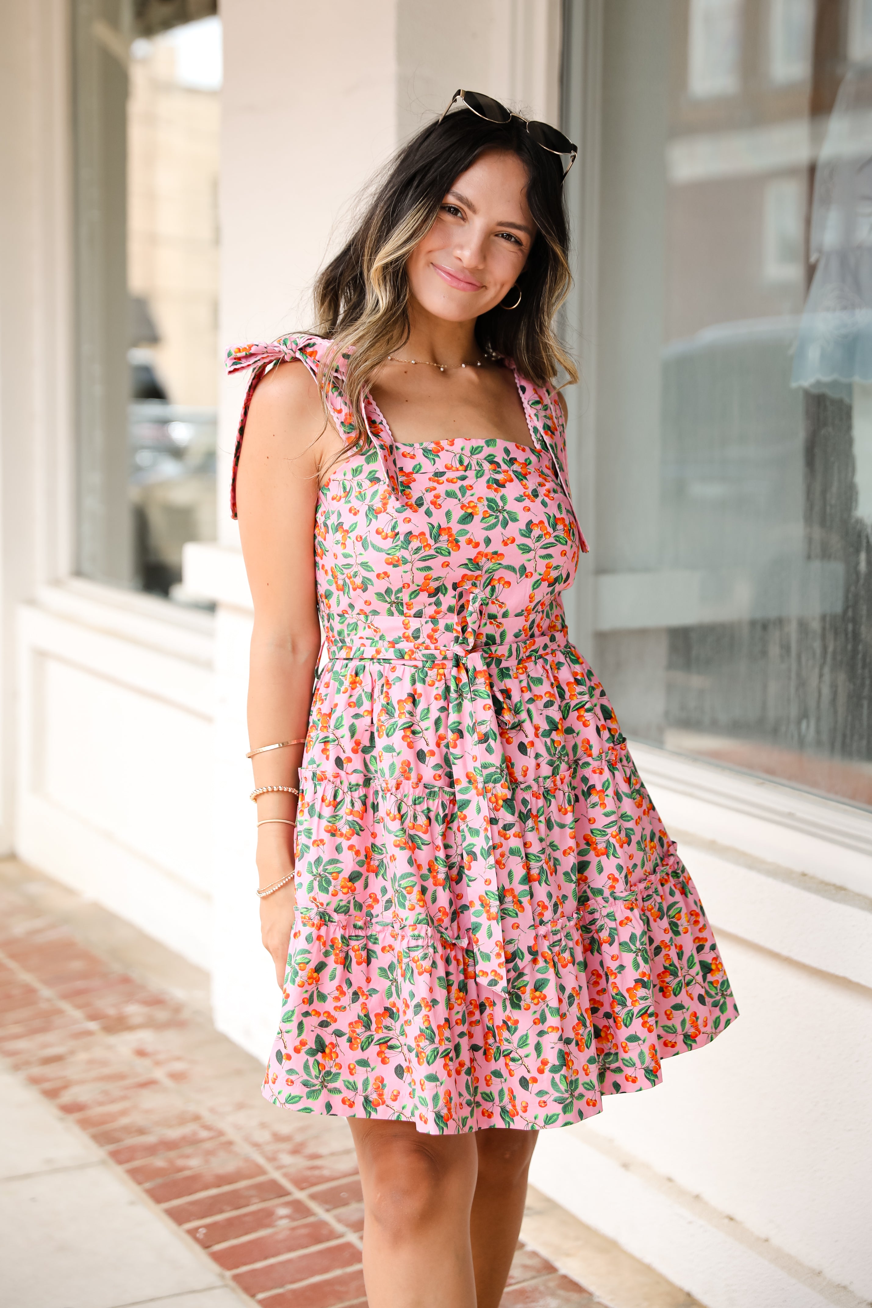 FINAL SALE - Cherry On Top Pink Tiered Mini Dress