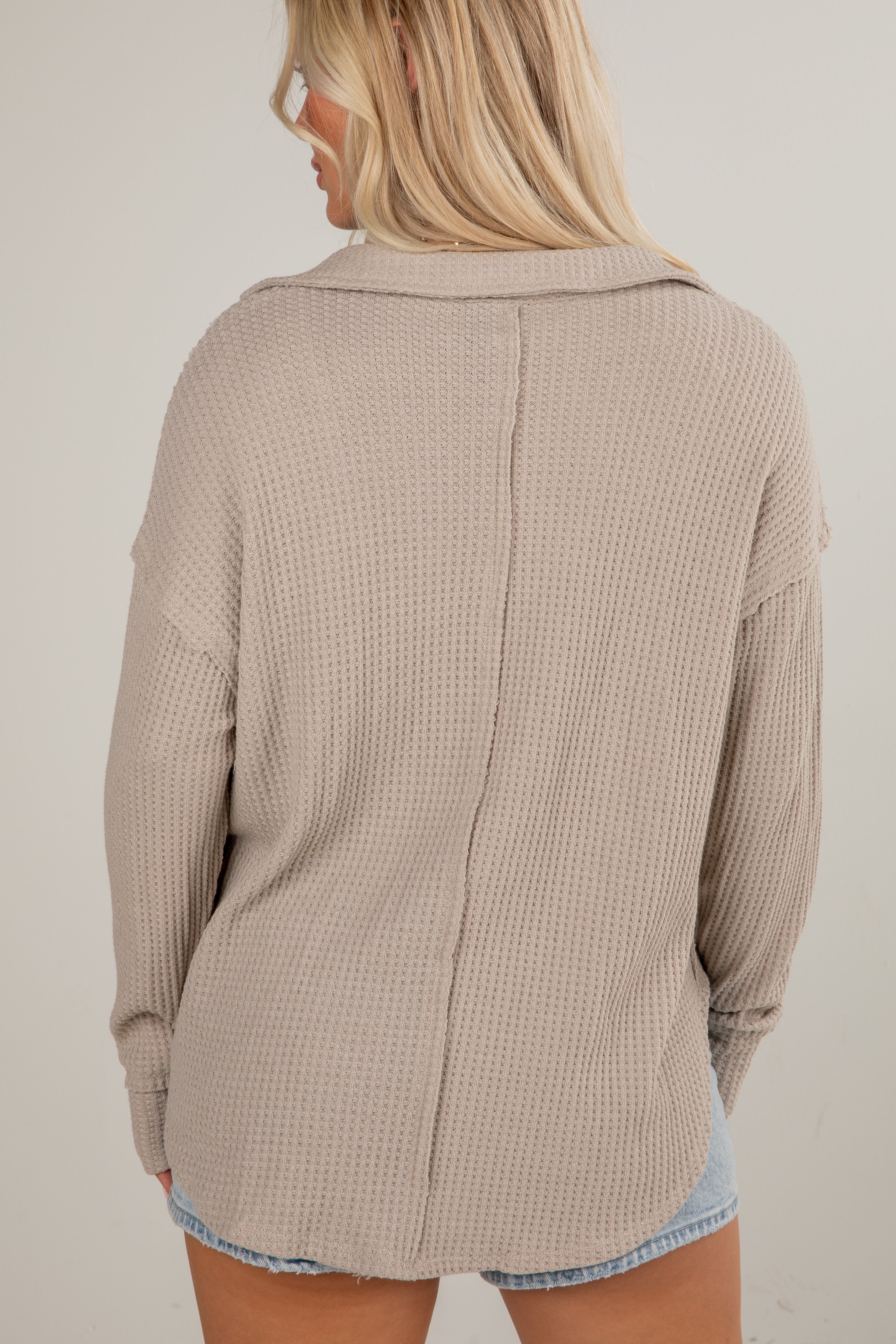 FINAL SALE - Casual Coziness Collared Waffle Knit Top