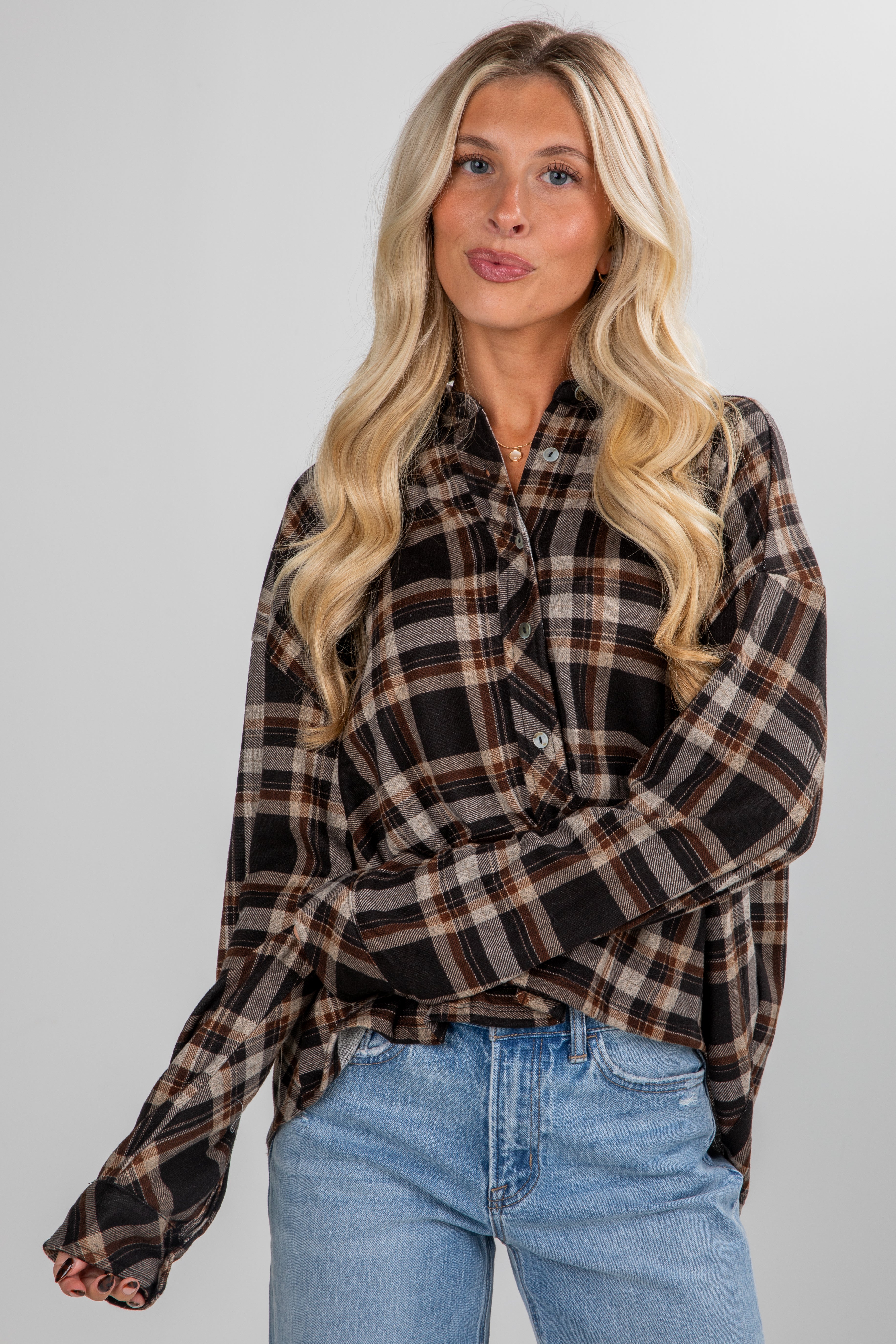 FINAL SALE - Changing Leaves Brown Plaid Flannel