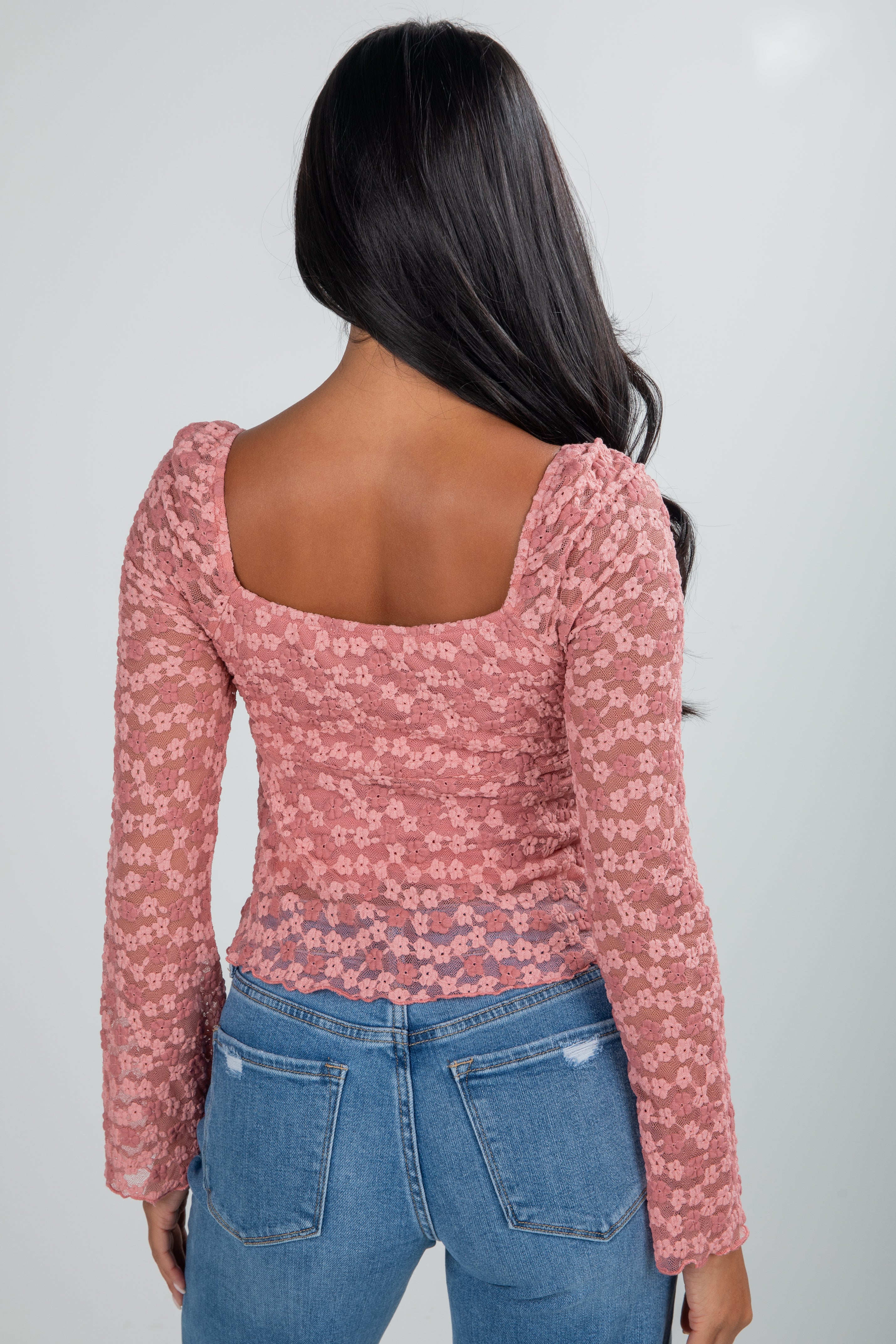 FINAL SALE - Dancing Through The Garden Mauve Floral Lace Blouse