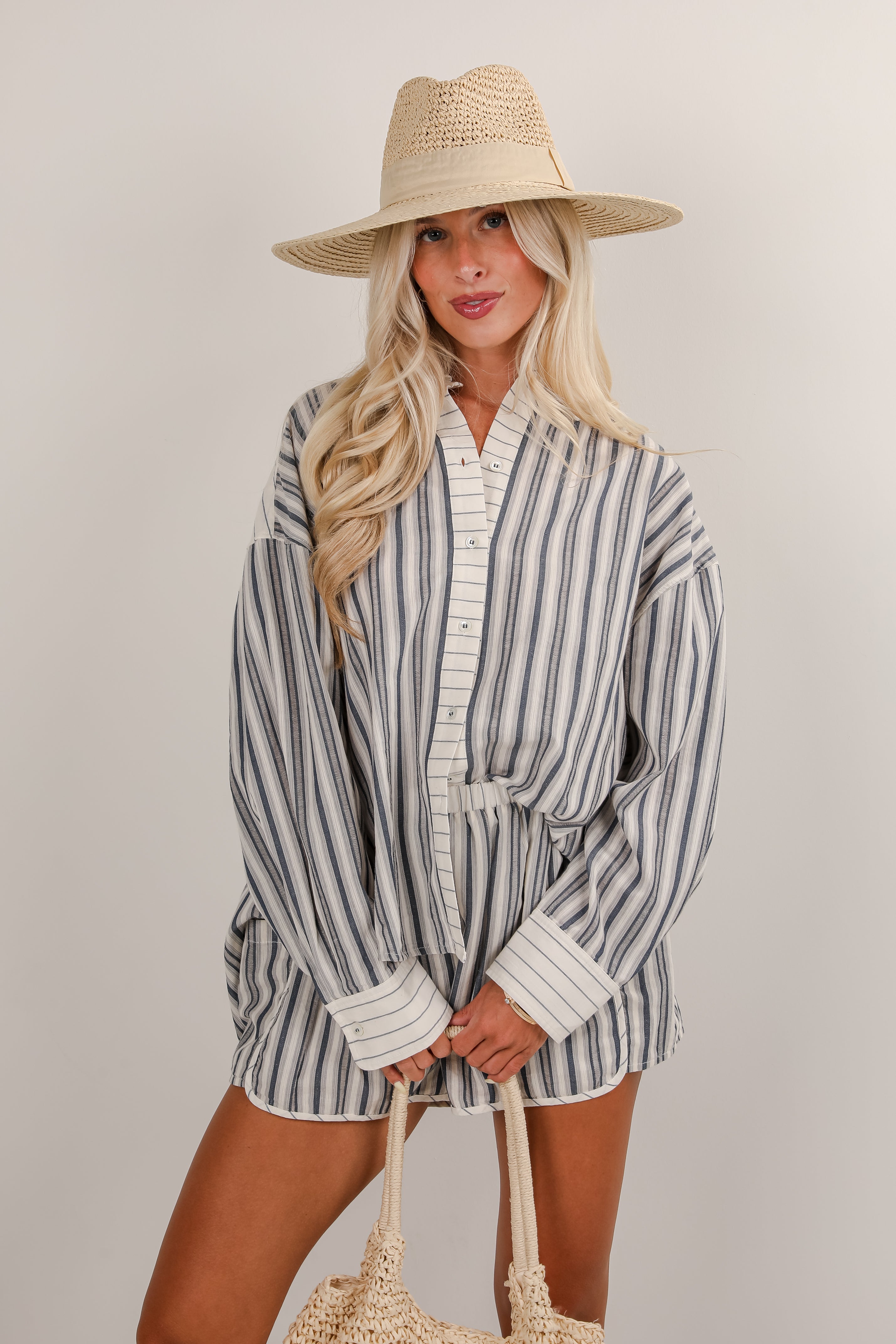 FINAL SALE - Just Breezin' By Blue Striped Shorts