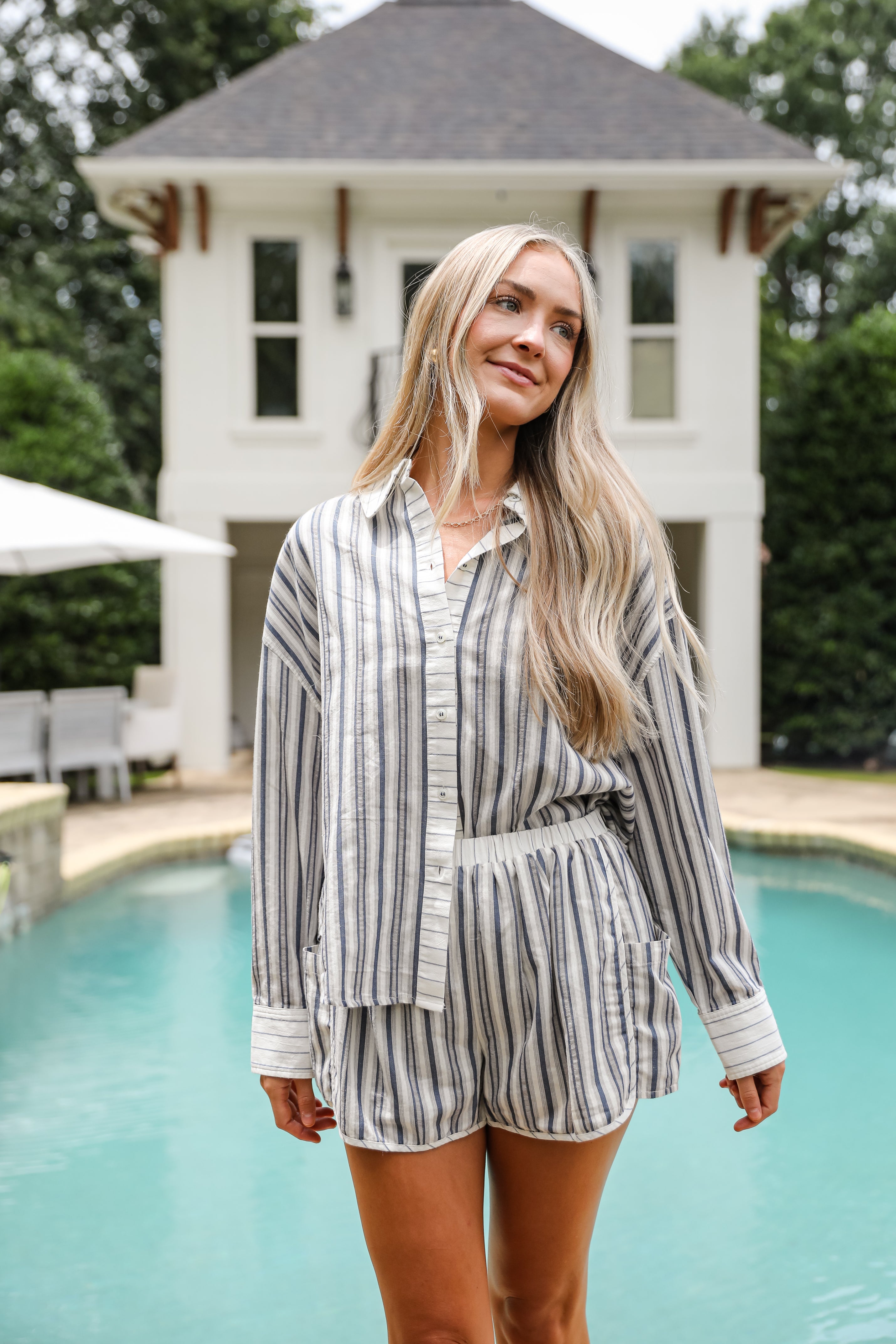 FINAL SALE - Just Breezin' By Blue Striped Shorts
