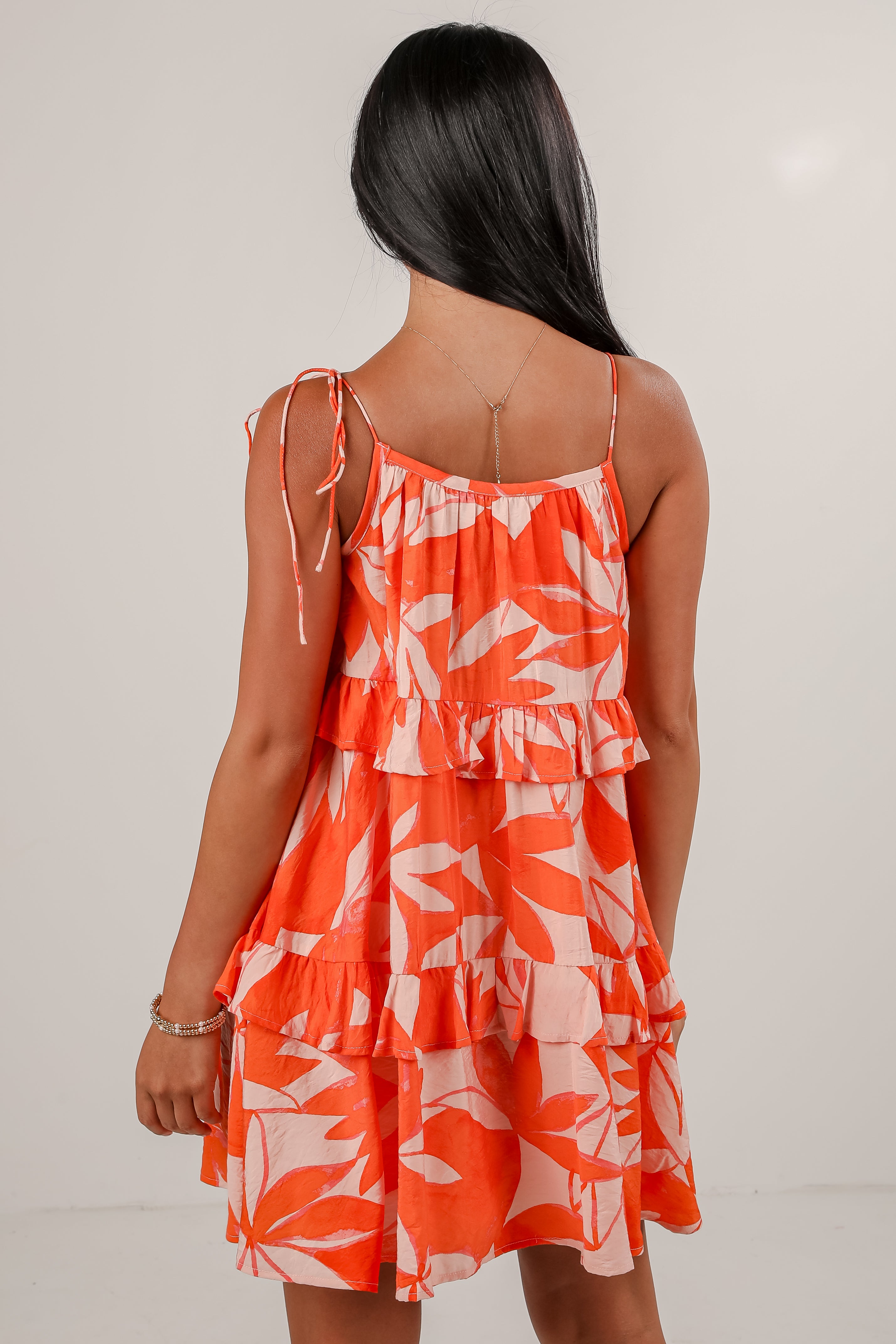 FINAL SALE - Follow You Anywhere Coral Floral Tiered Mini Dress