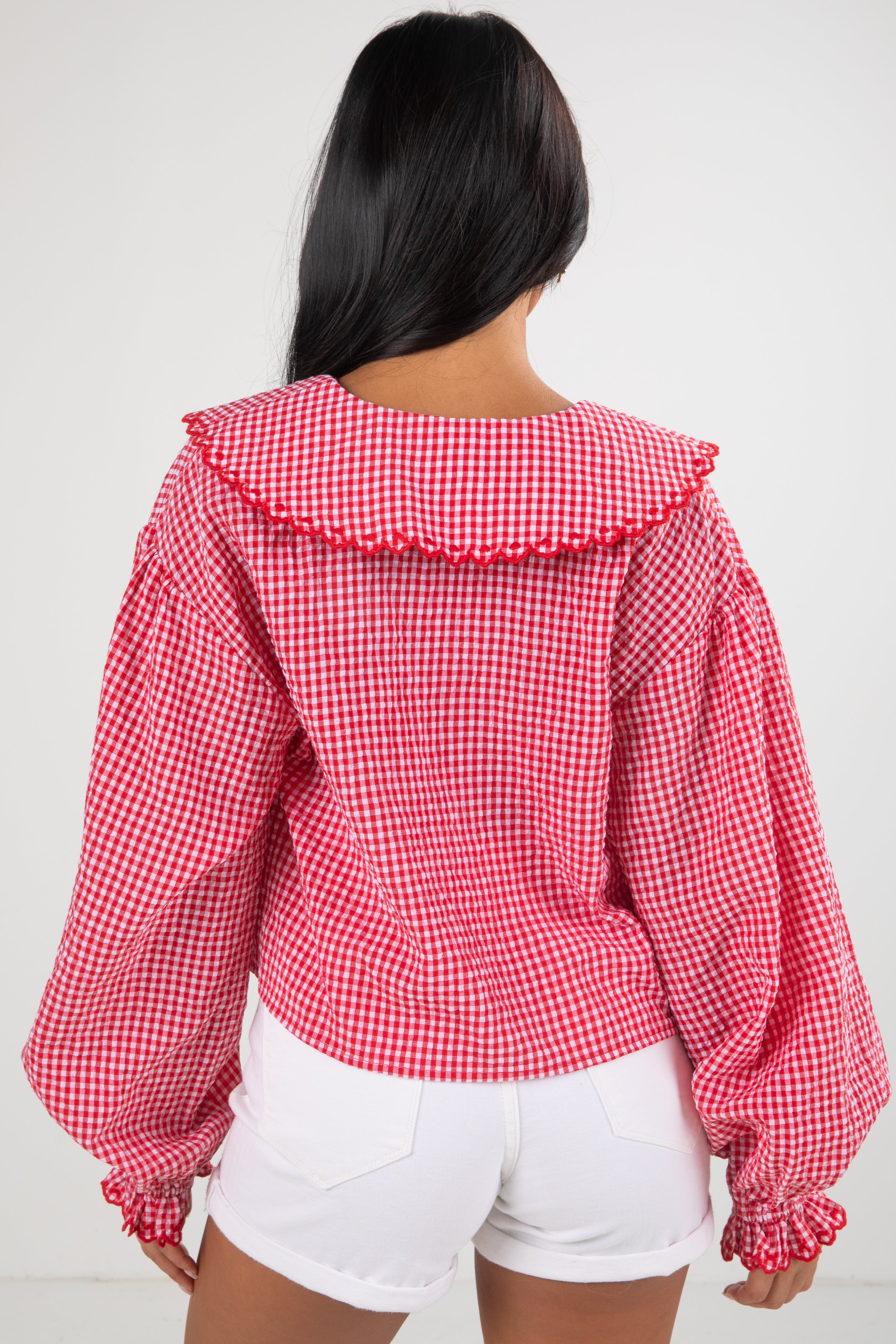 FINAL SALE - Devoted Lover Red Gingham Tie Blouse