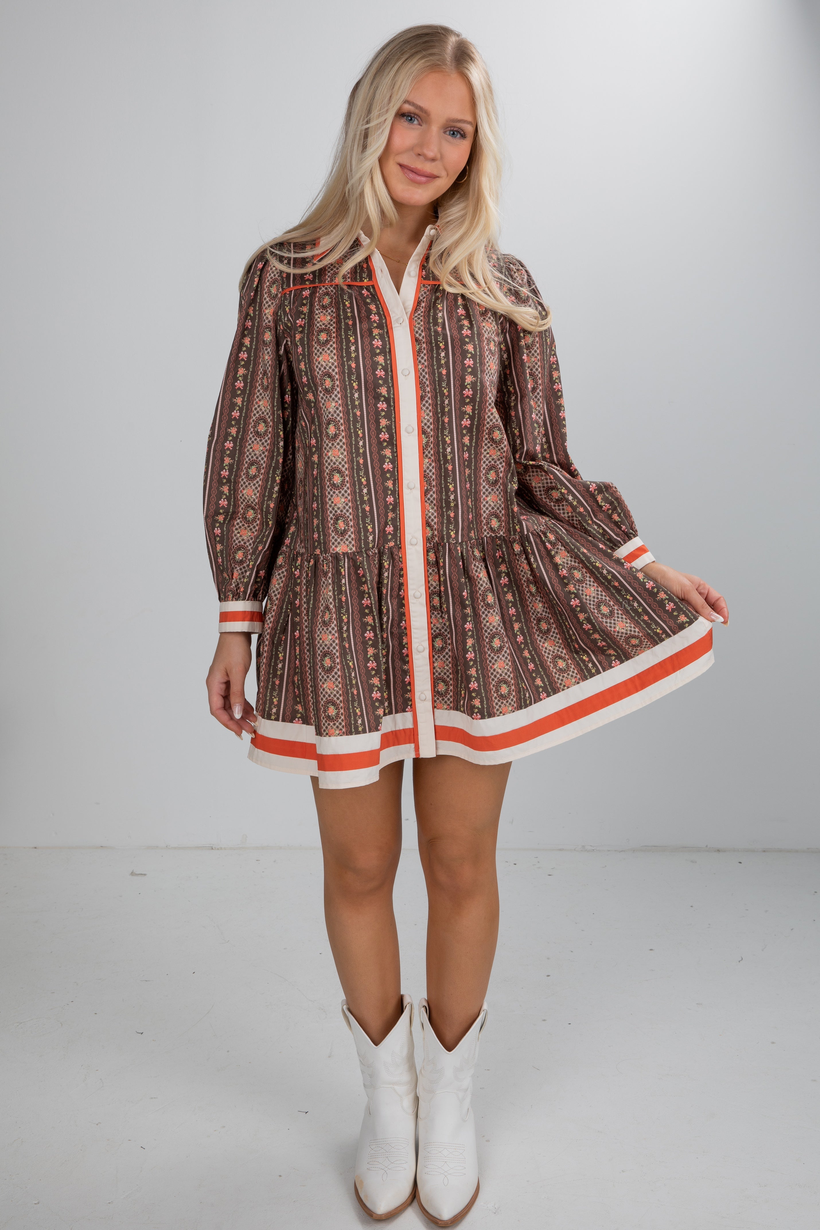 FINAL SALE - Festive Flair Olive Floral Mini Dress