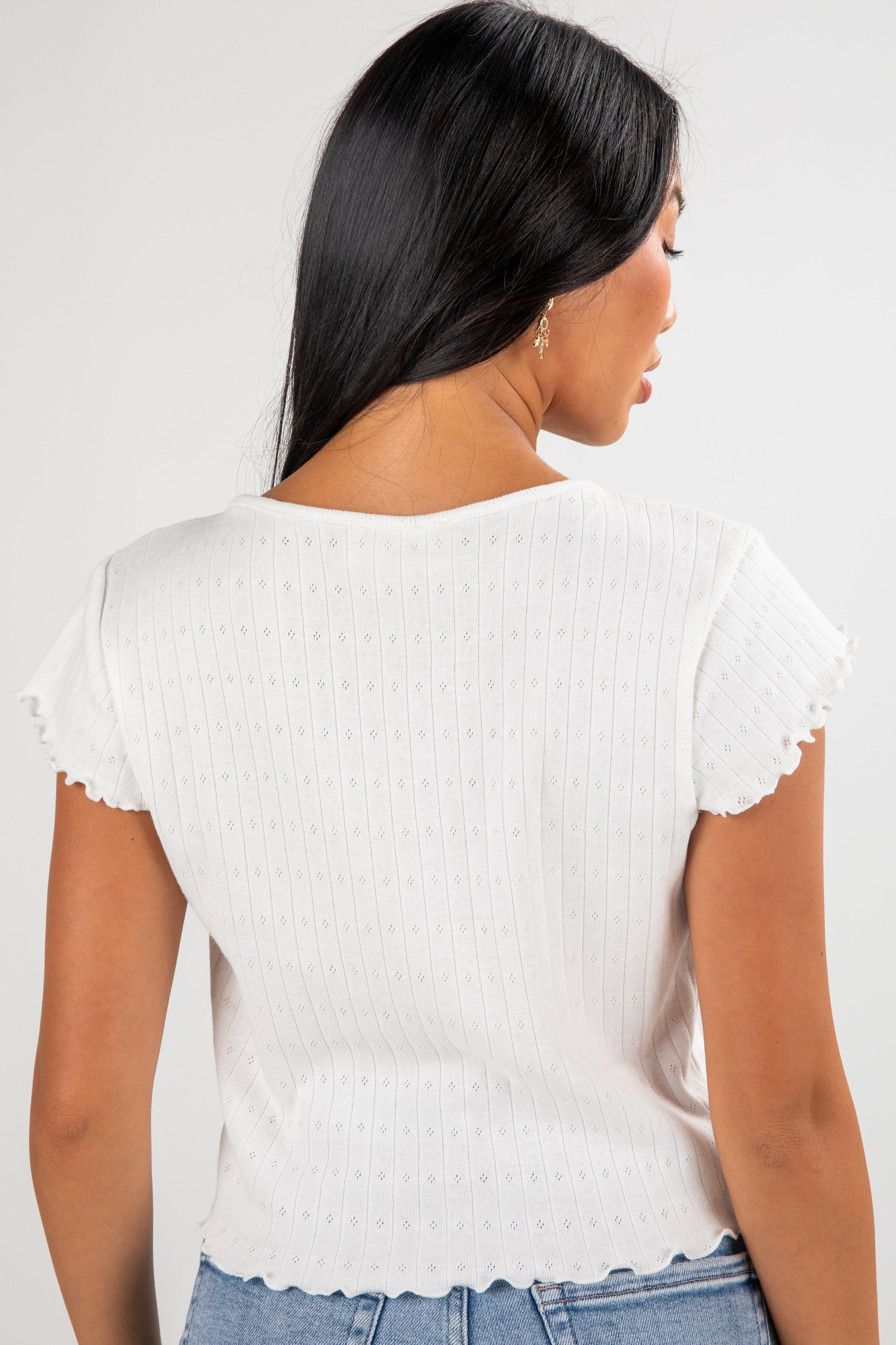 FINAL SALE - Set To Shine Off White Pointelle Tee