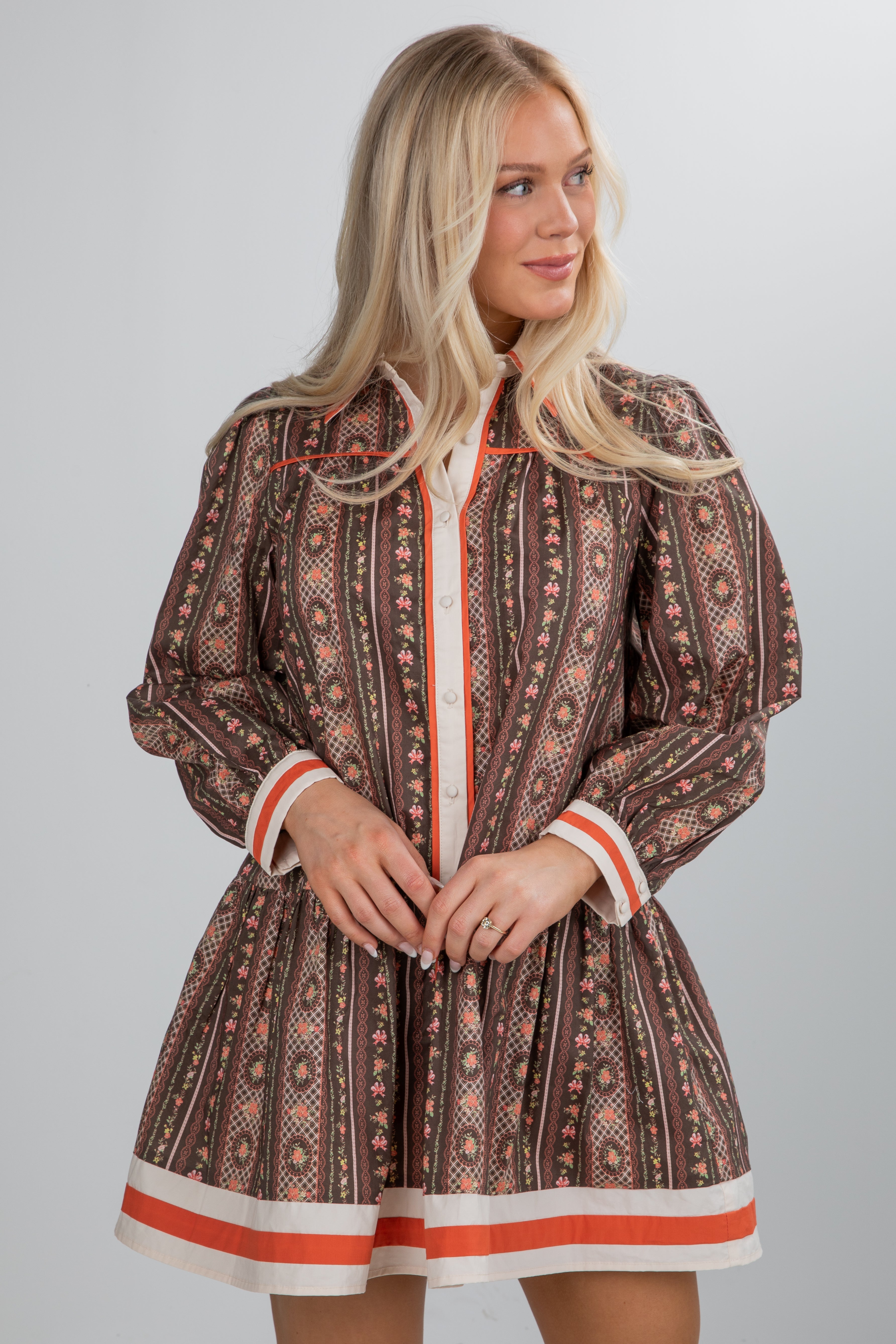 FINAL SALE - Festive Flair Olive Floral Mini Dress