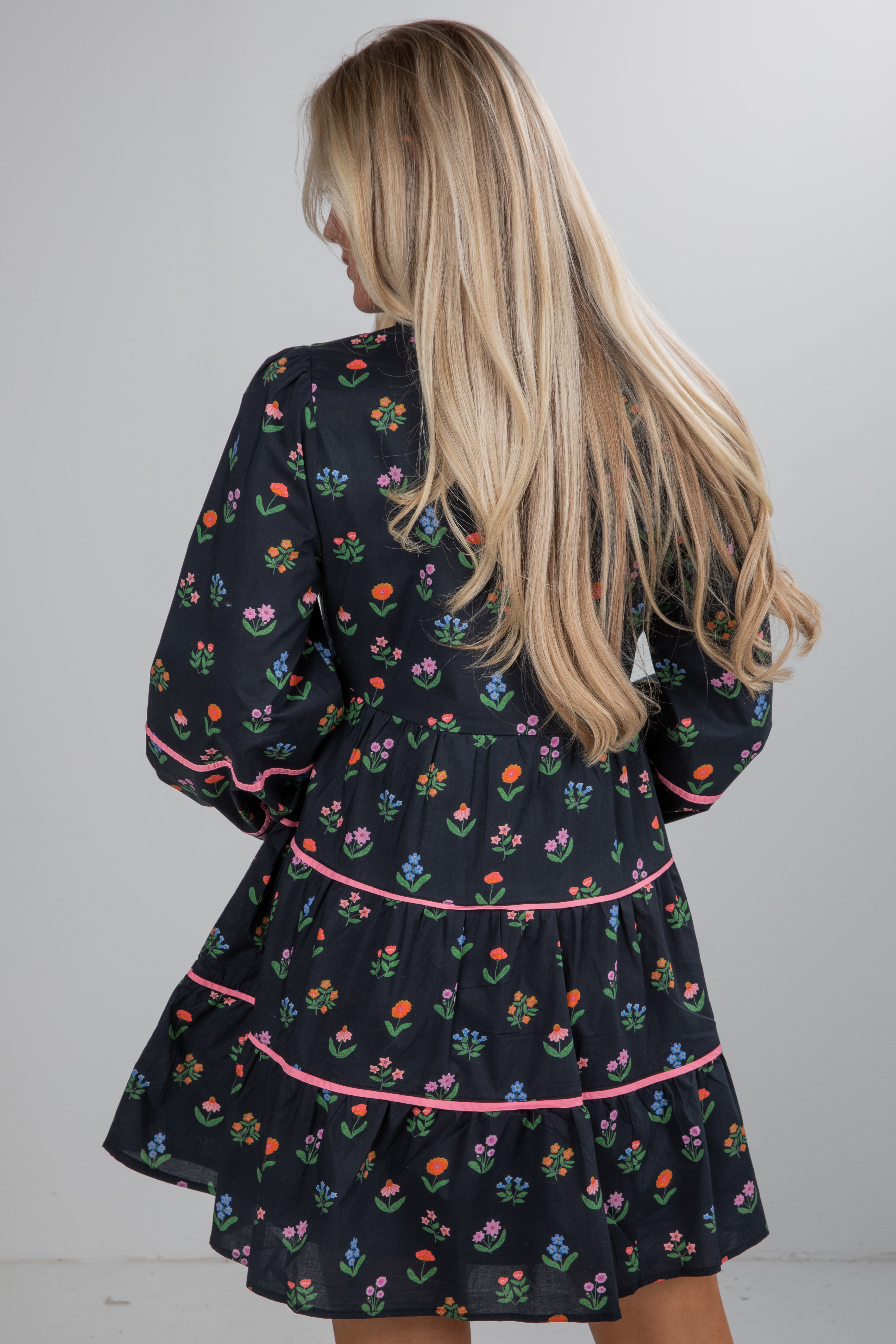 FINAL SALE - Meadow Mood Black Floral Mini Dress