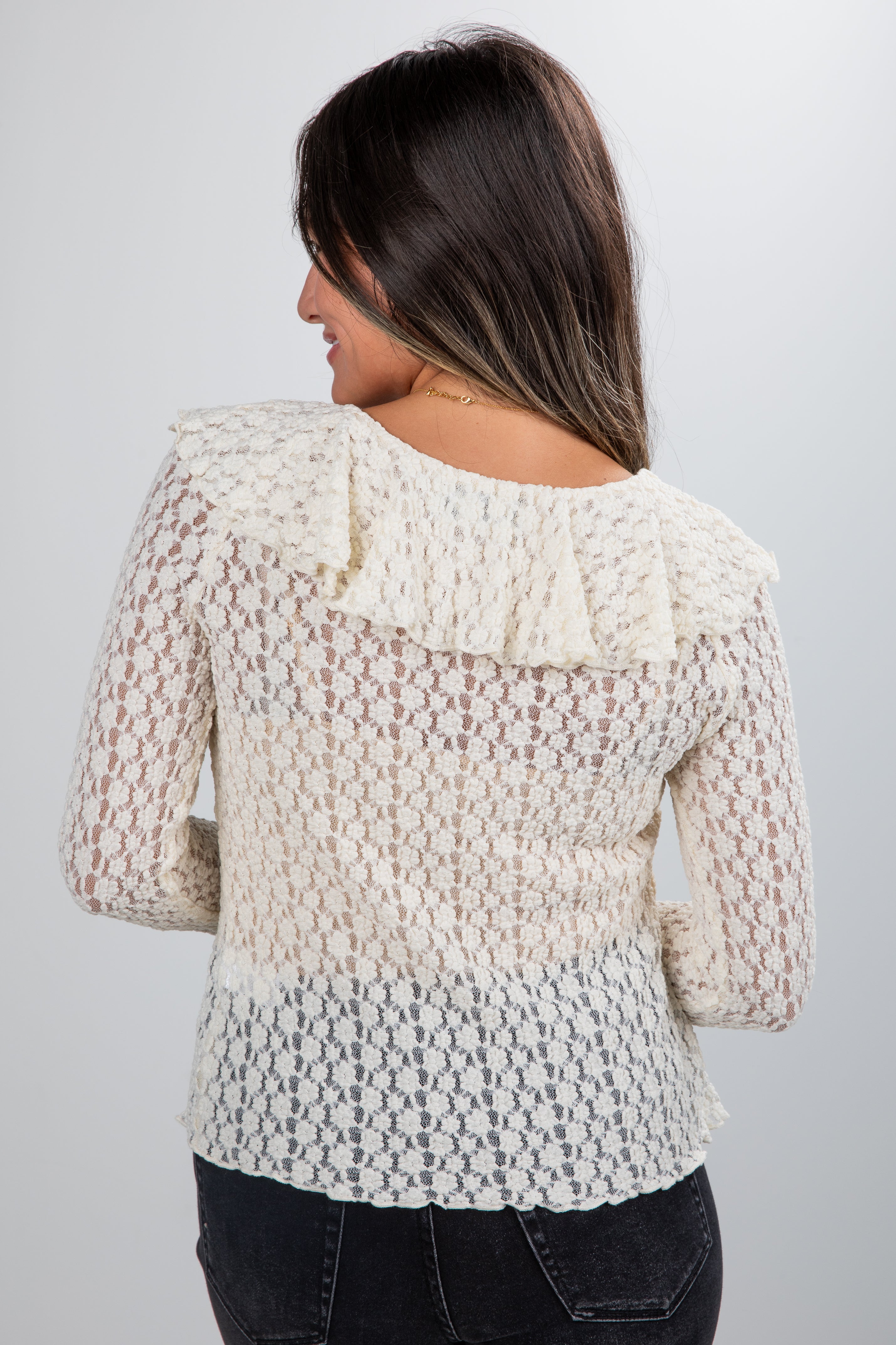 FINAL SALE - Focus On Me Cream Lace Blouse