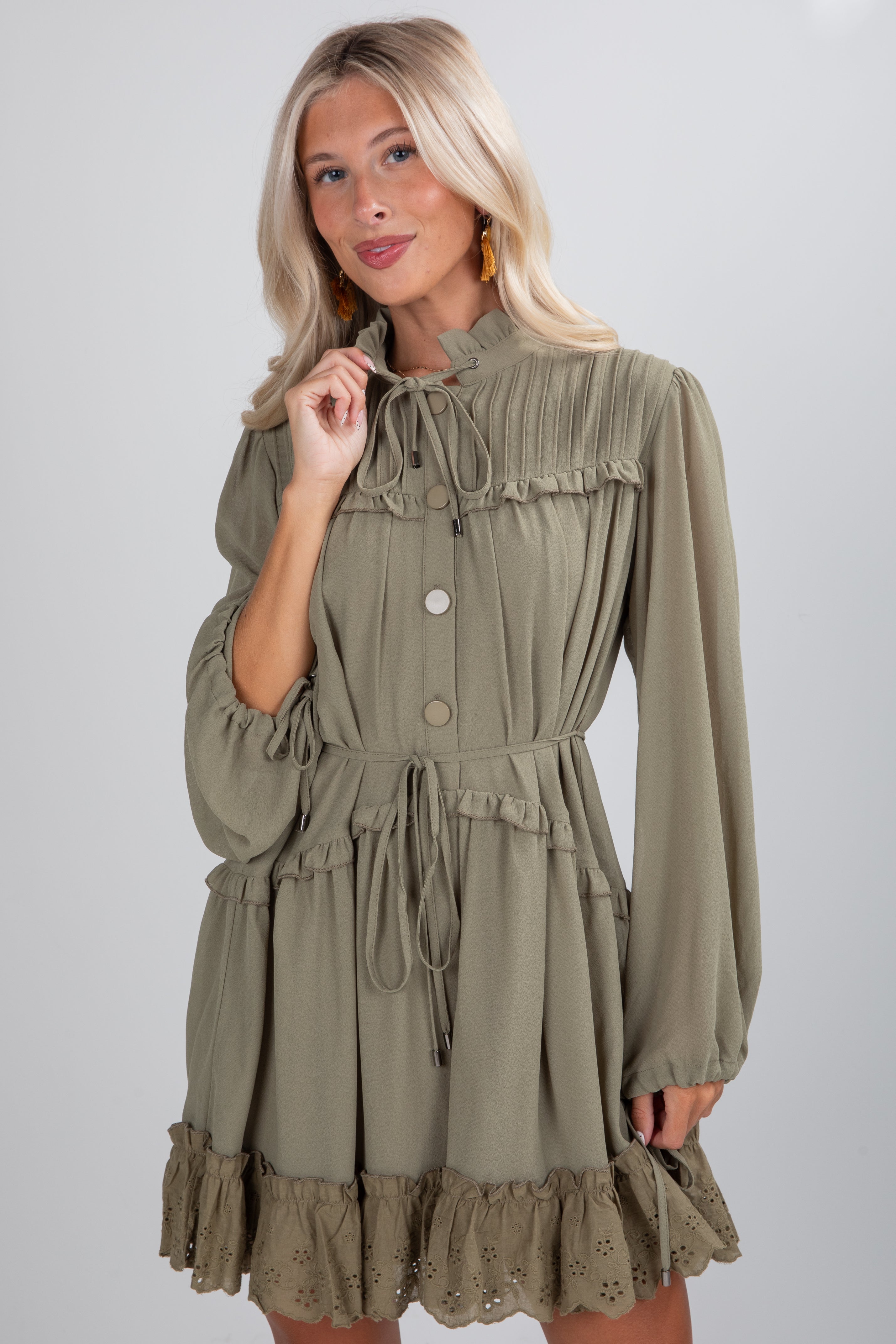 FINAL SALE - Twirl Me Forever Olive Mini Dress