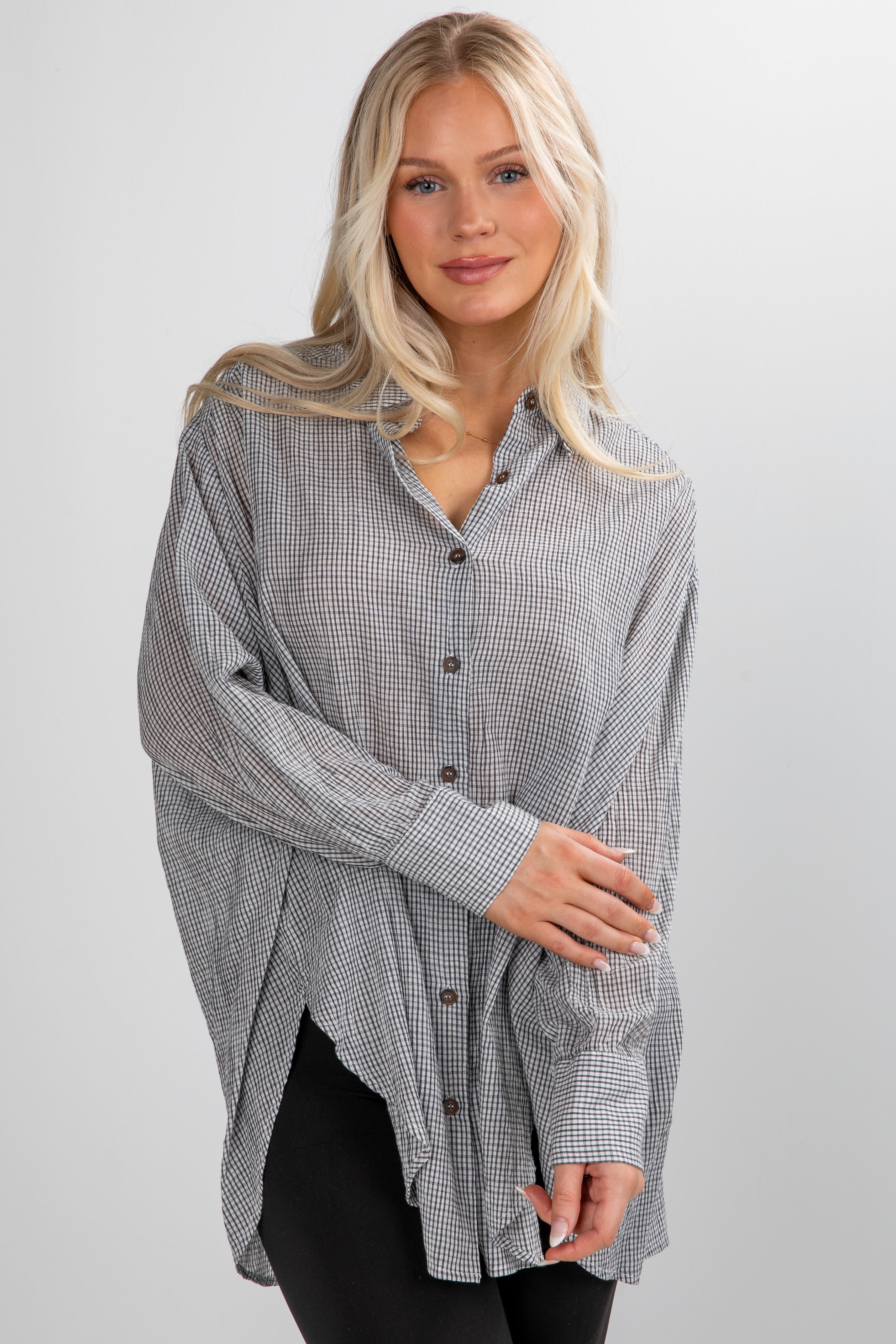 FINAL SALE - Happily Yours Plaid Oversized Button-Up Blouse