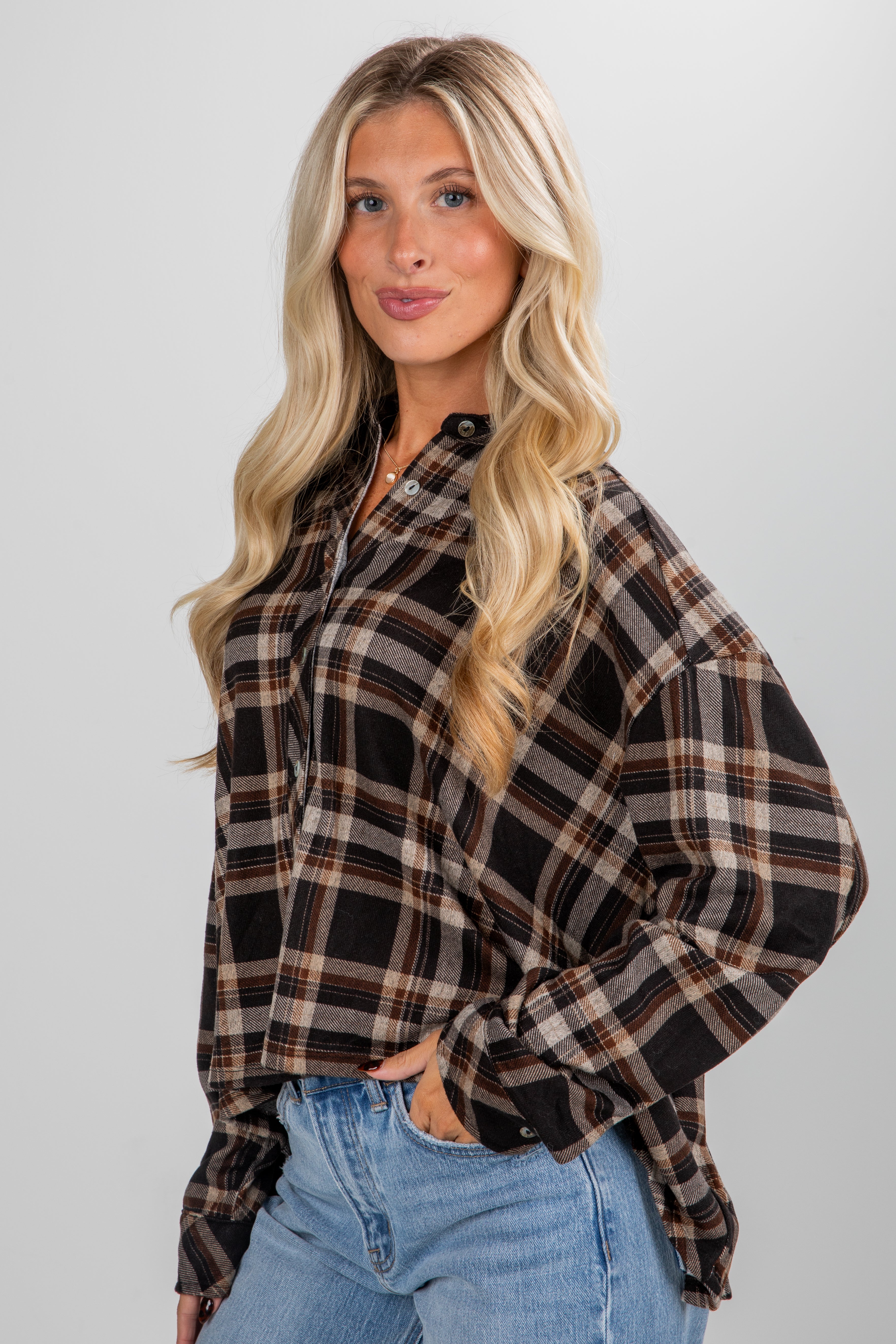 FINAL SALE - Changing Leaves Brown Plaid Flannel