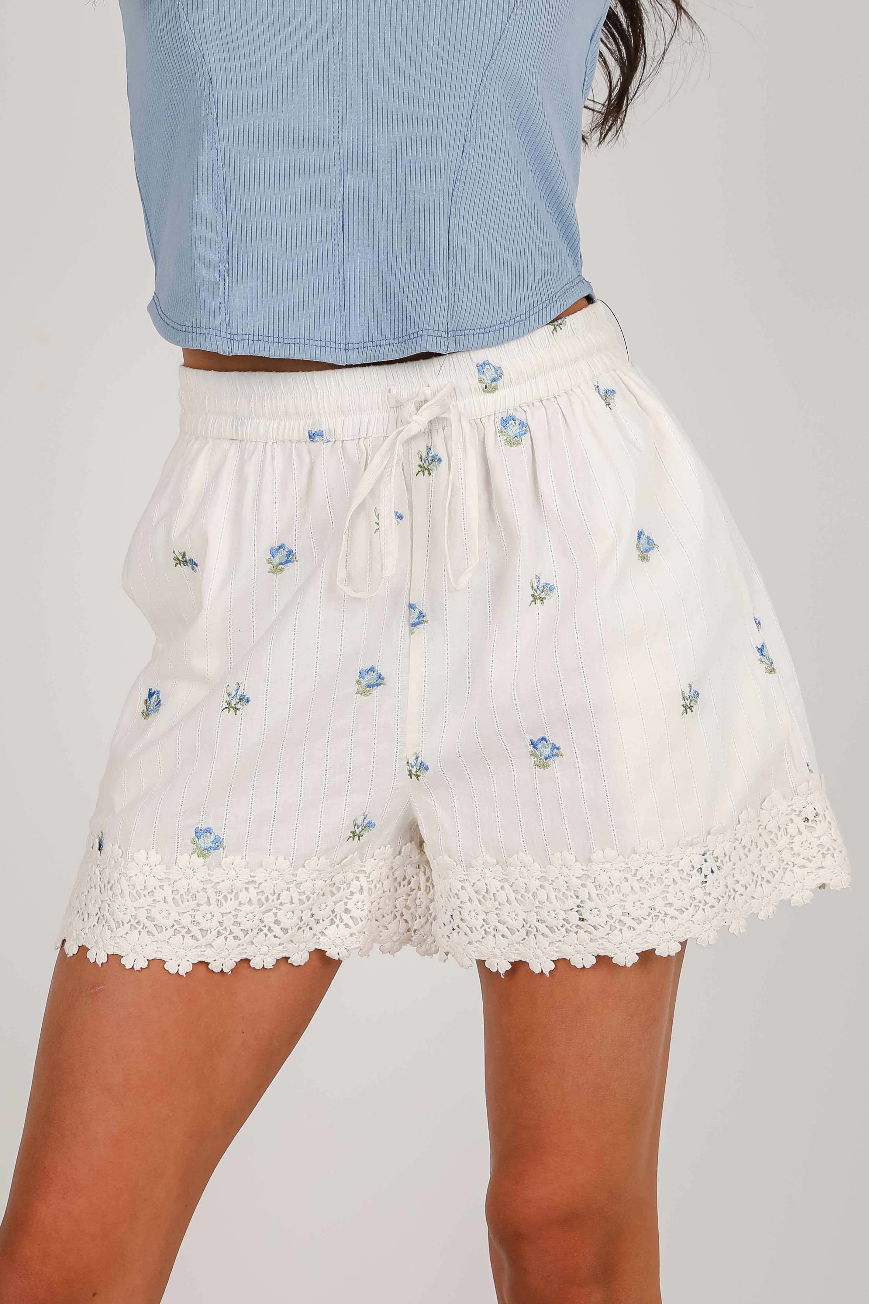 FINAL SALE - Look This Way White Floral Lace Shorts
