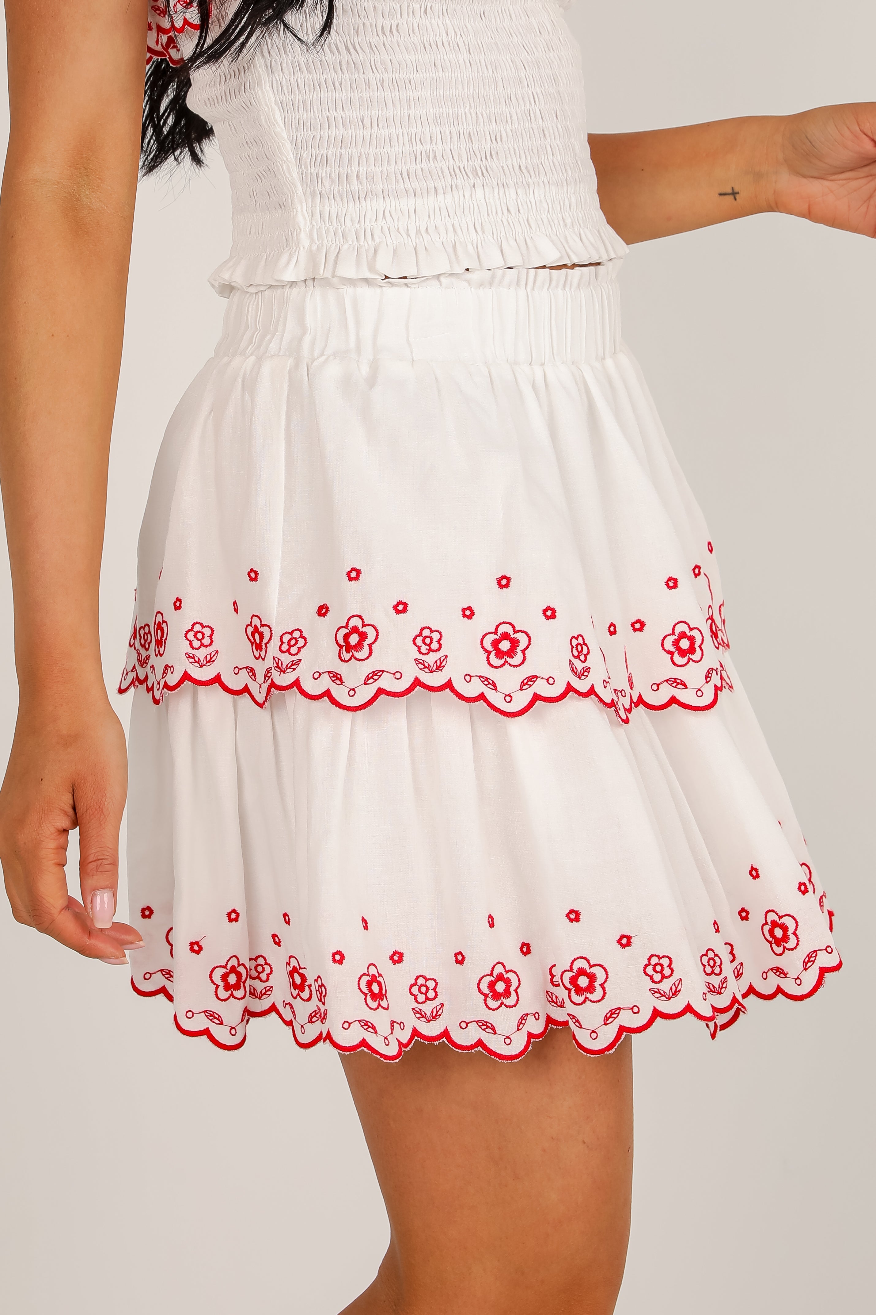 FINAL SALE - American Summer White Tiered Skort