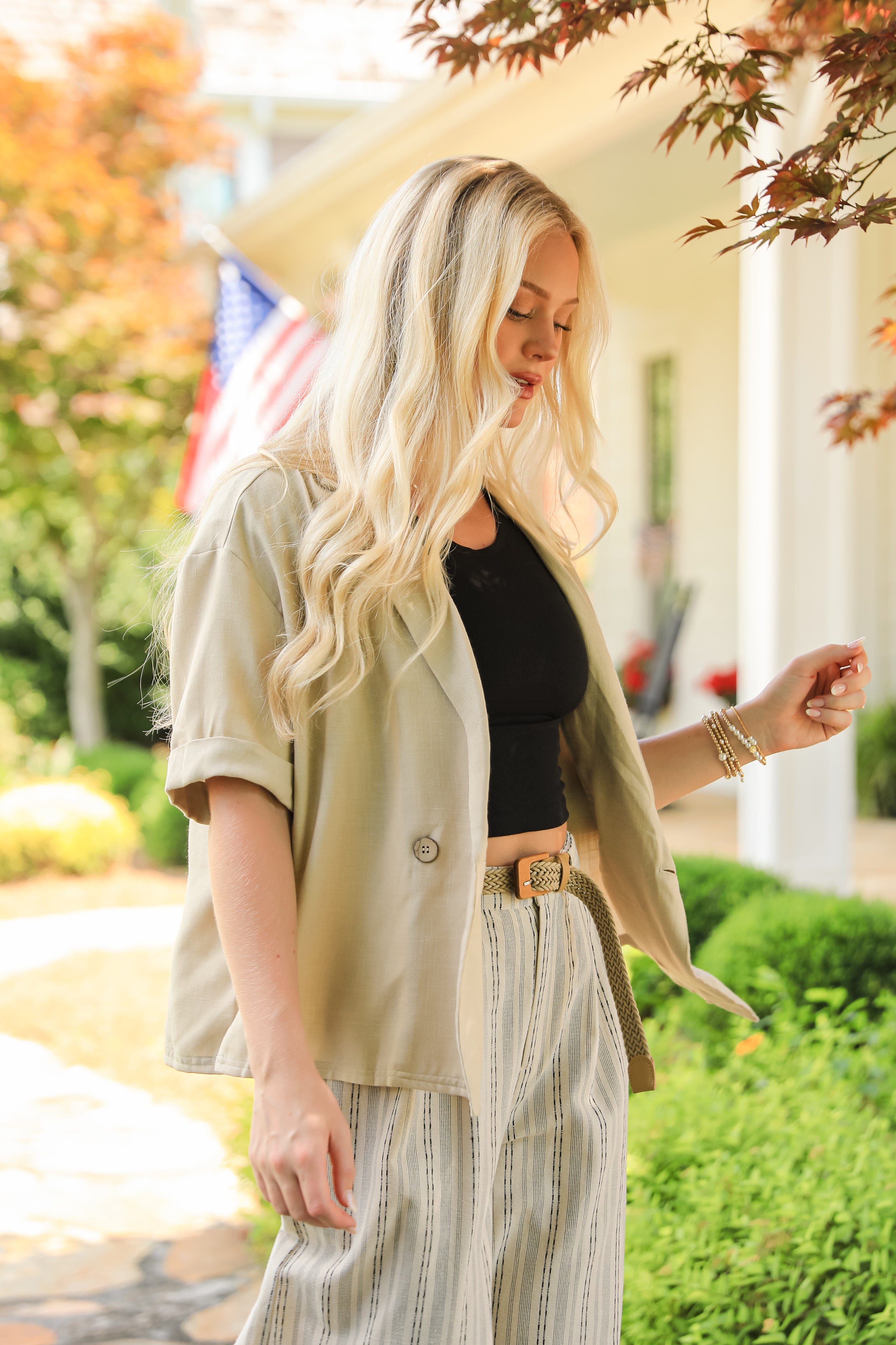 FINAL SALE - What Comes Next Oatmeal Short Sleeve Blazer