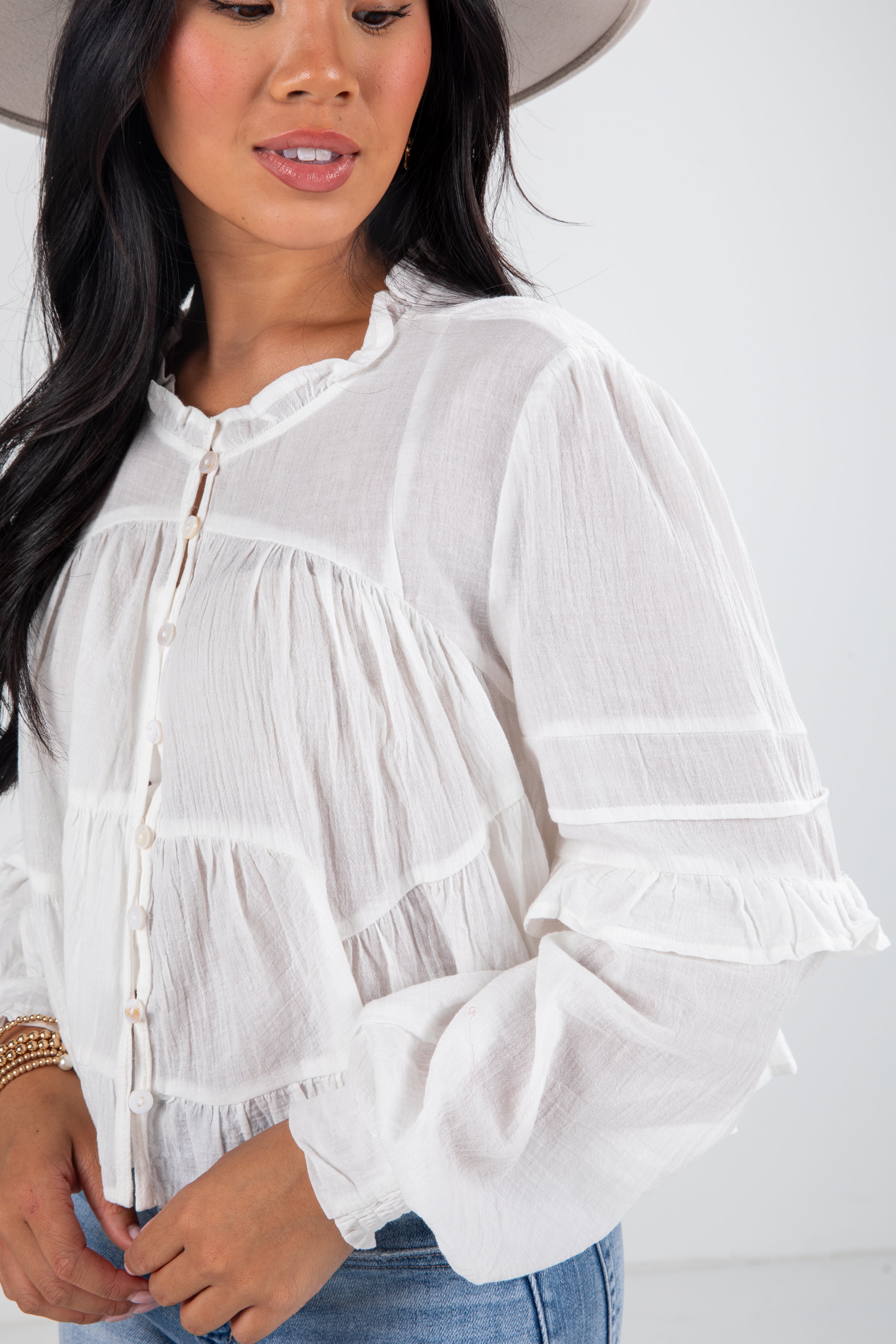 FINAL SALE - All Set To Go Off White Blouse