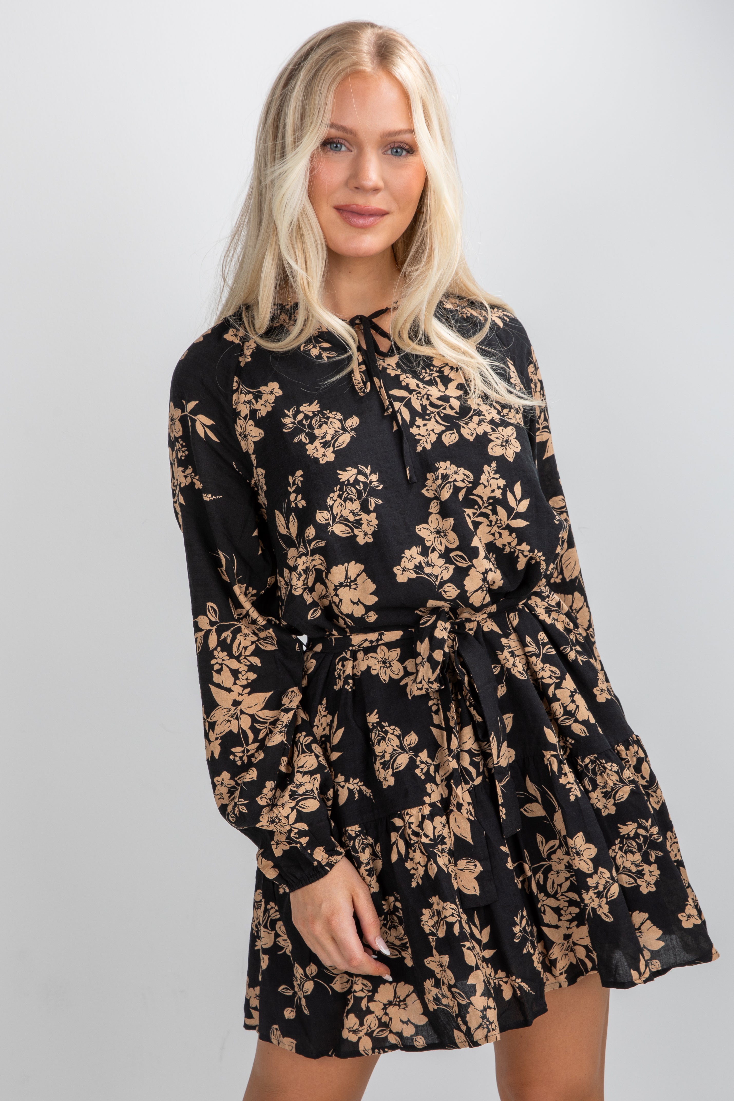 FINAL SALE - Going Out There Black Floral Mini Dress