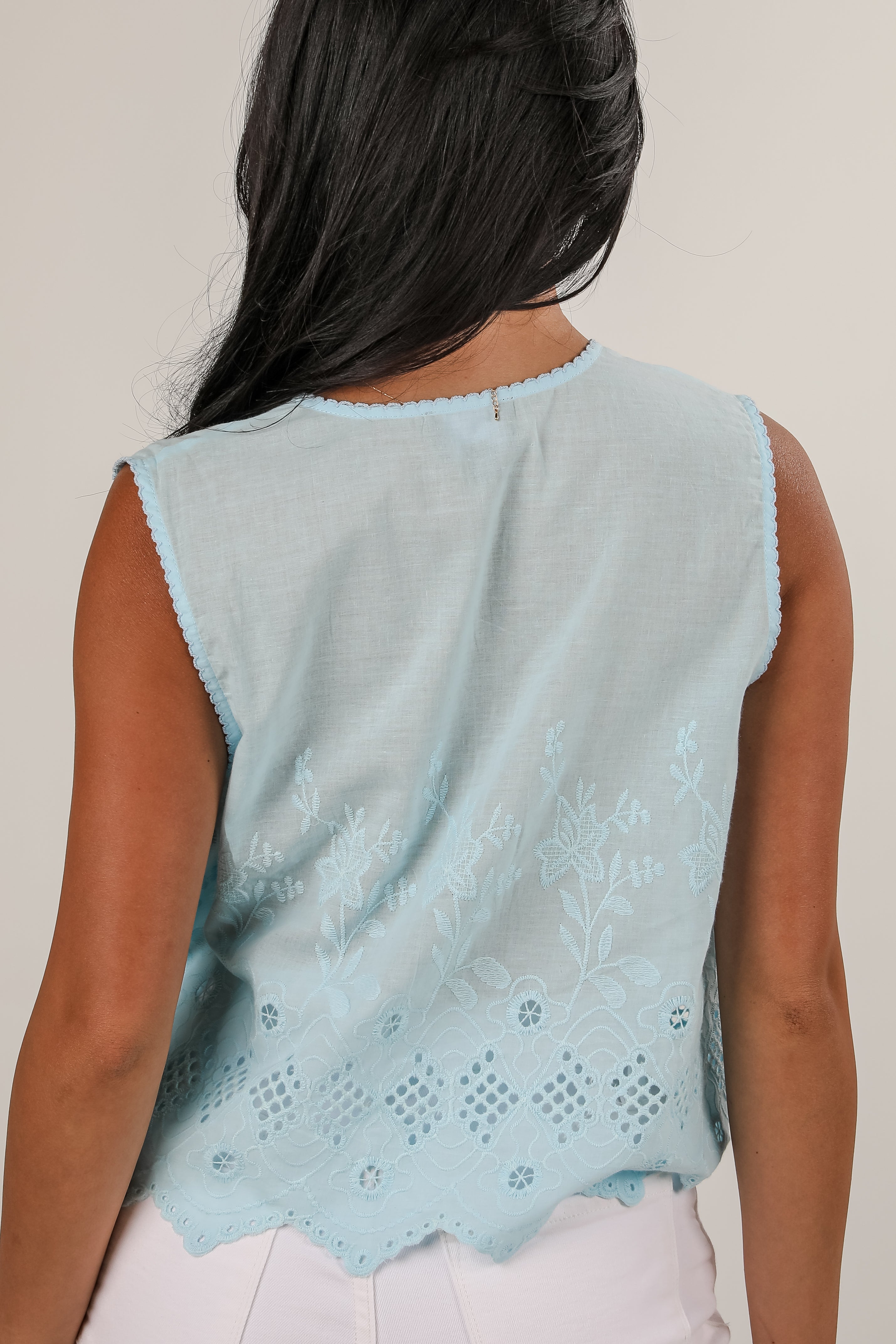 FINAL SALE - Dream A Little Eyelet Tie Vest