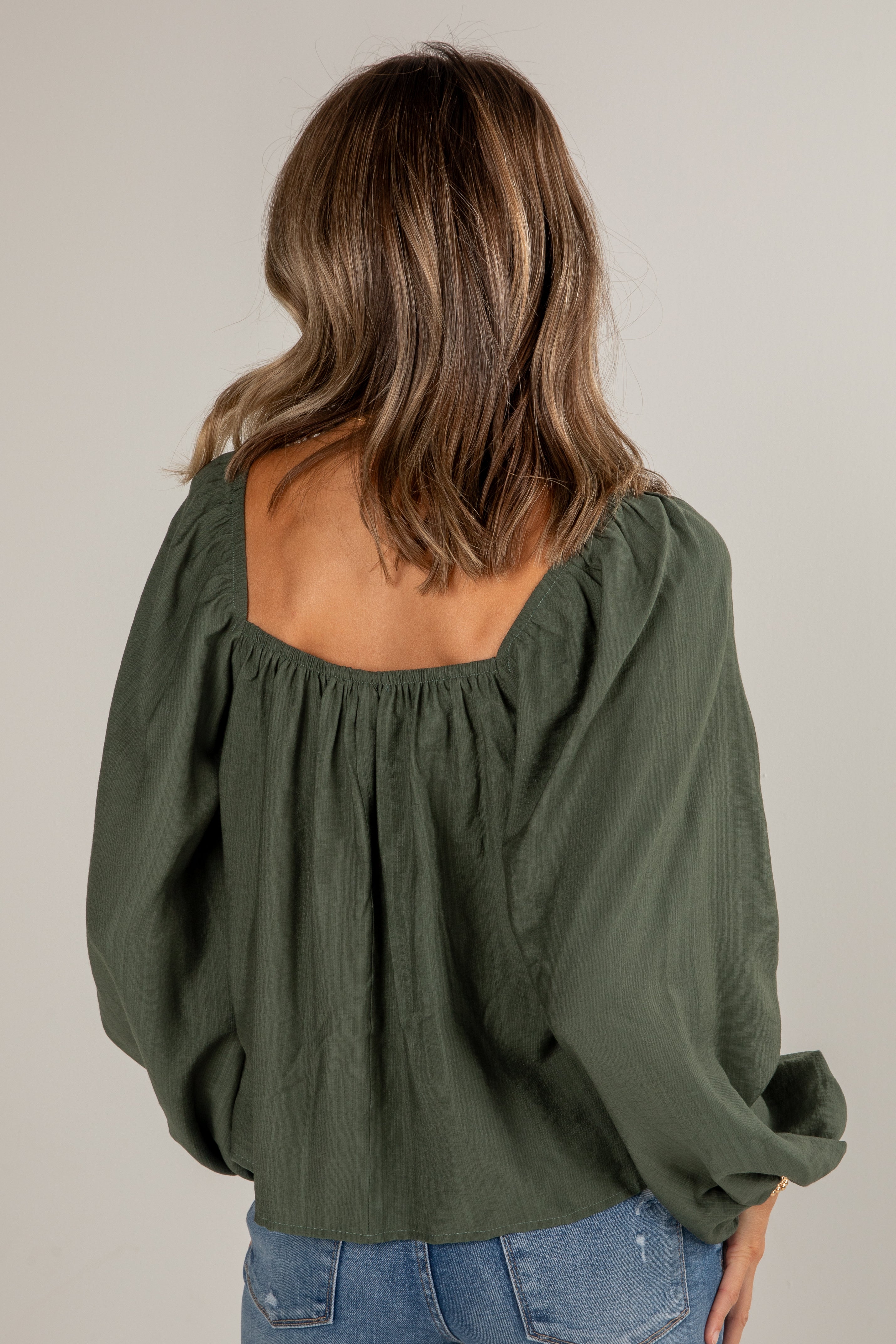 FINAL SALE - Give It A Try Hunter Green Blouse