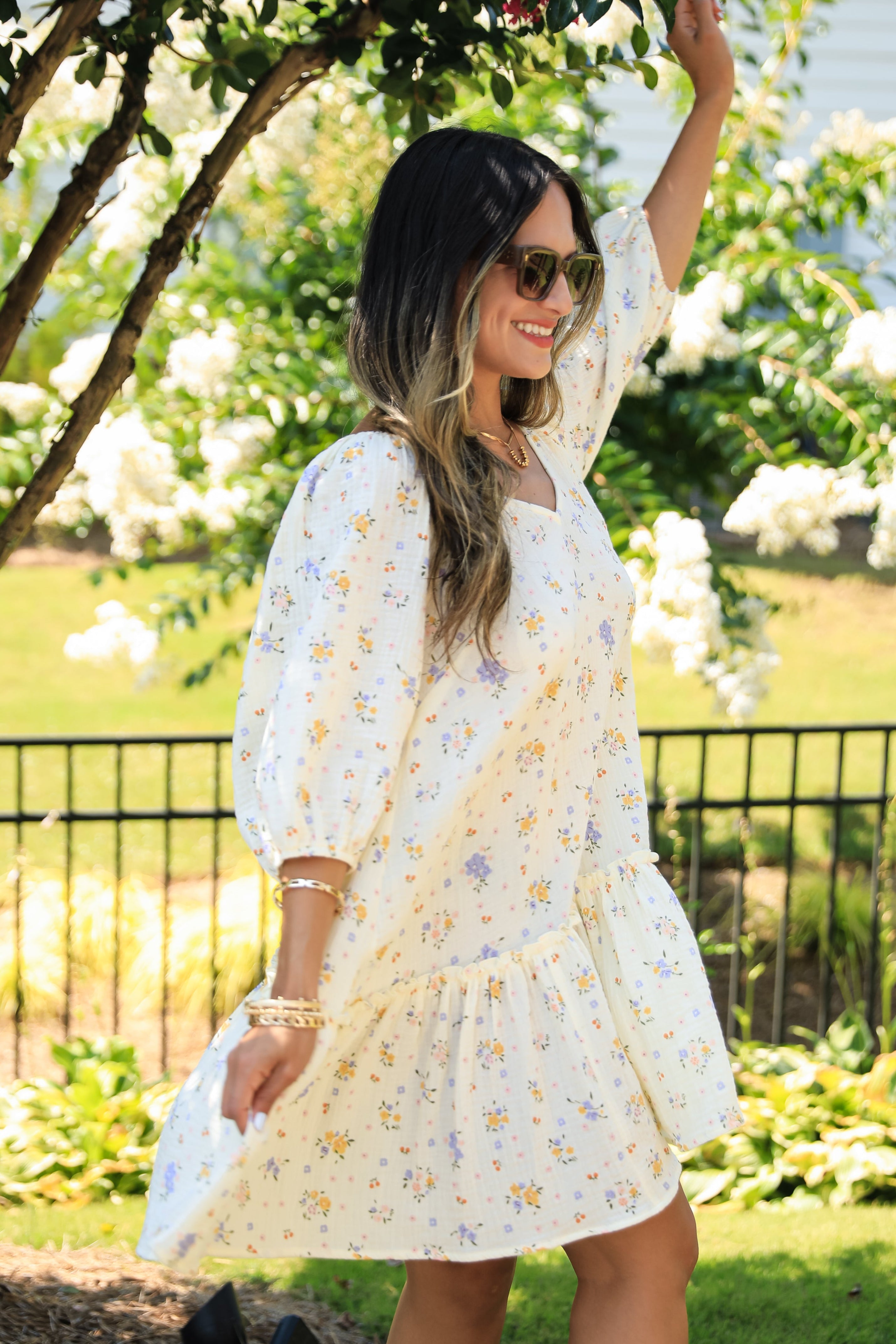 FINAL SALE - Whatever I Want Cream Linen Floral Mini Dress