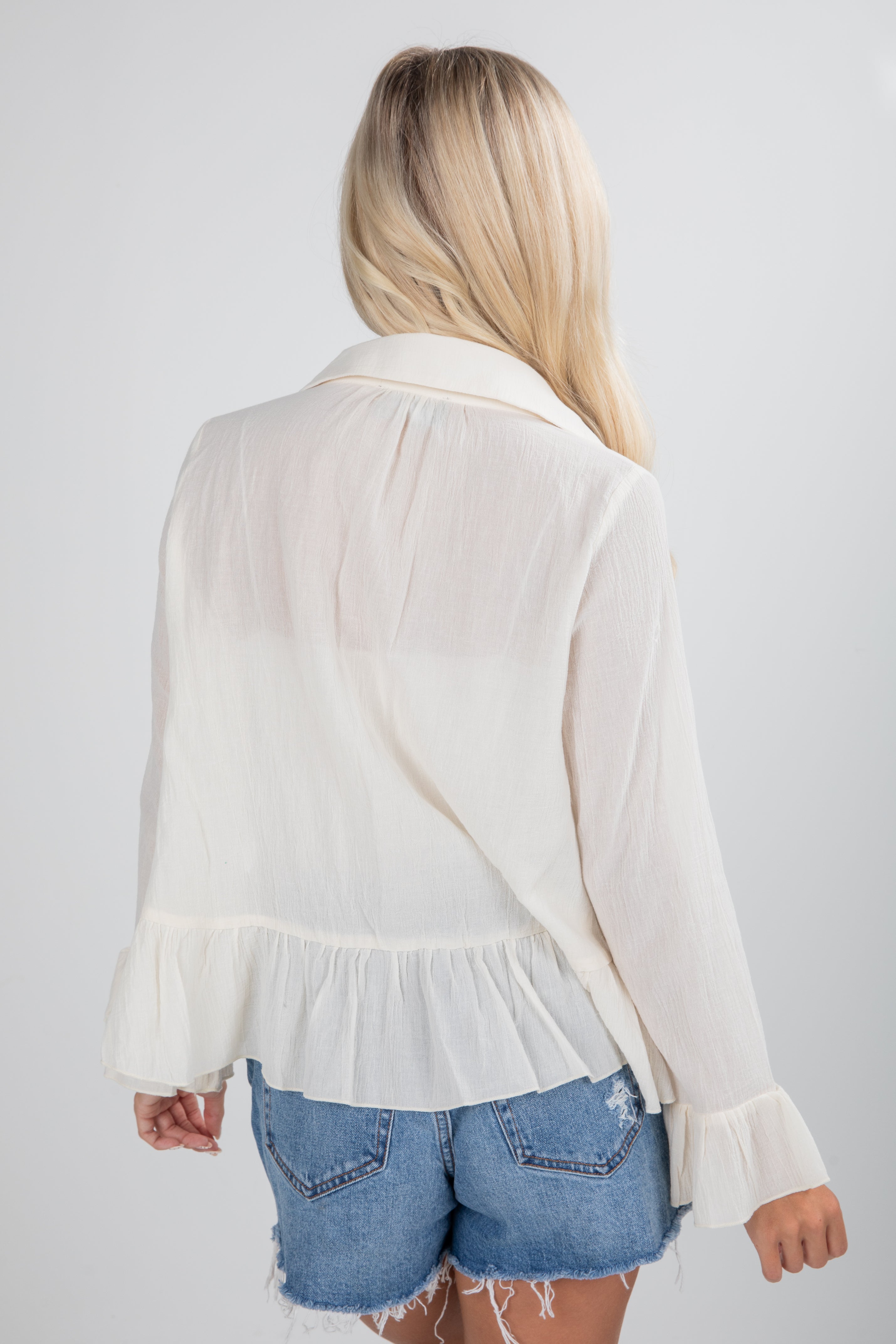 FINAL SALE - Do It Over Again Cream Tie Front Blouse