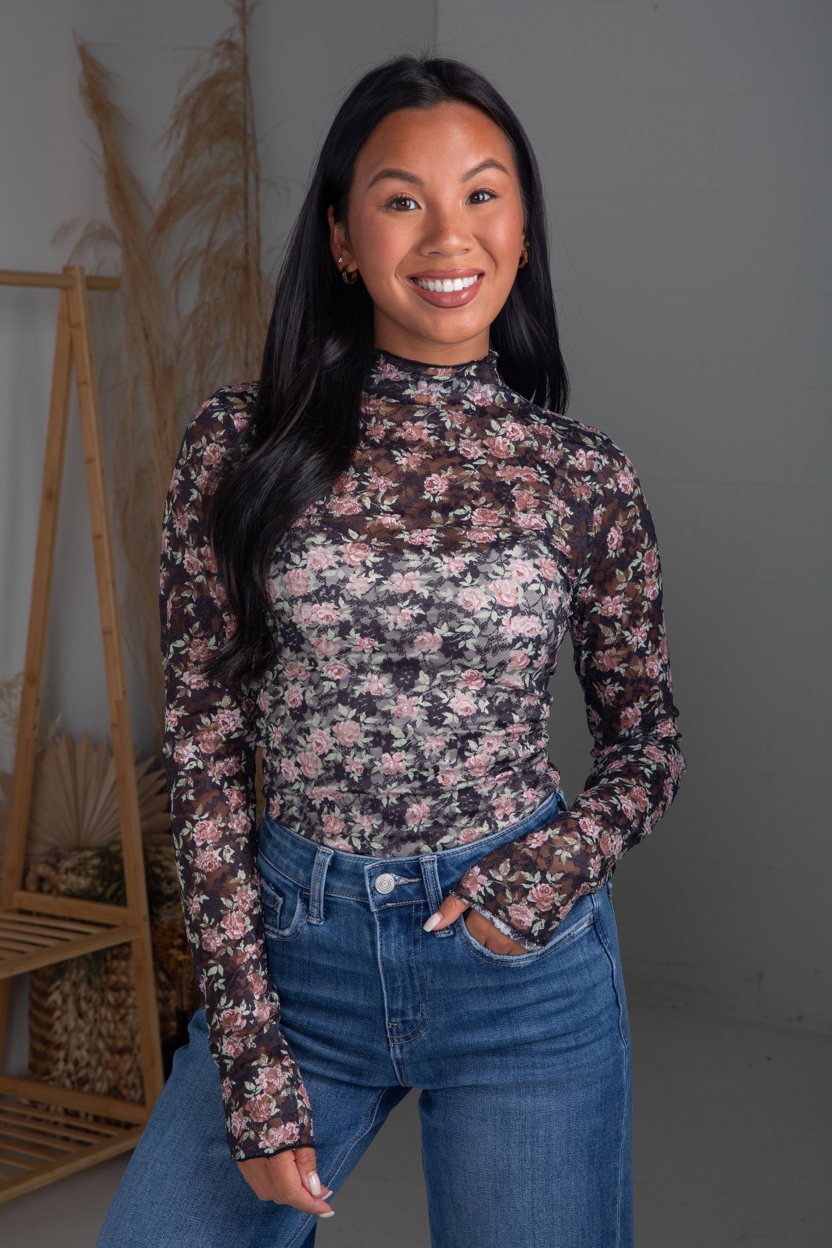 FINAL SALE - Freshly Picked Floral Mesh Lace Top - DU DEAL