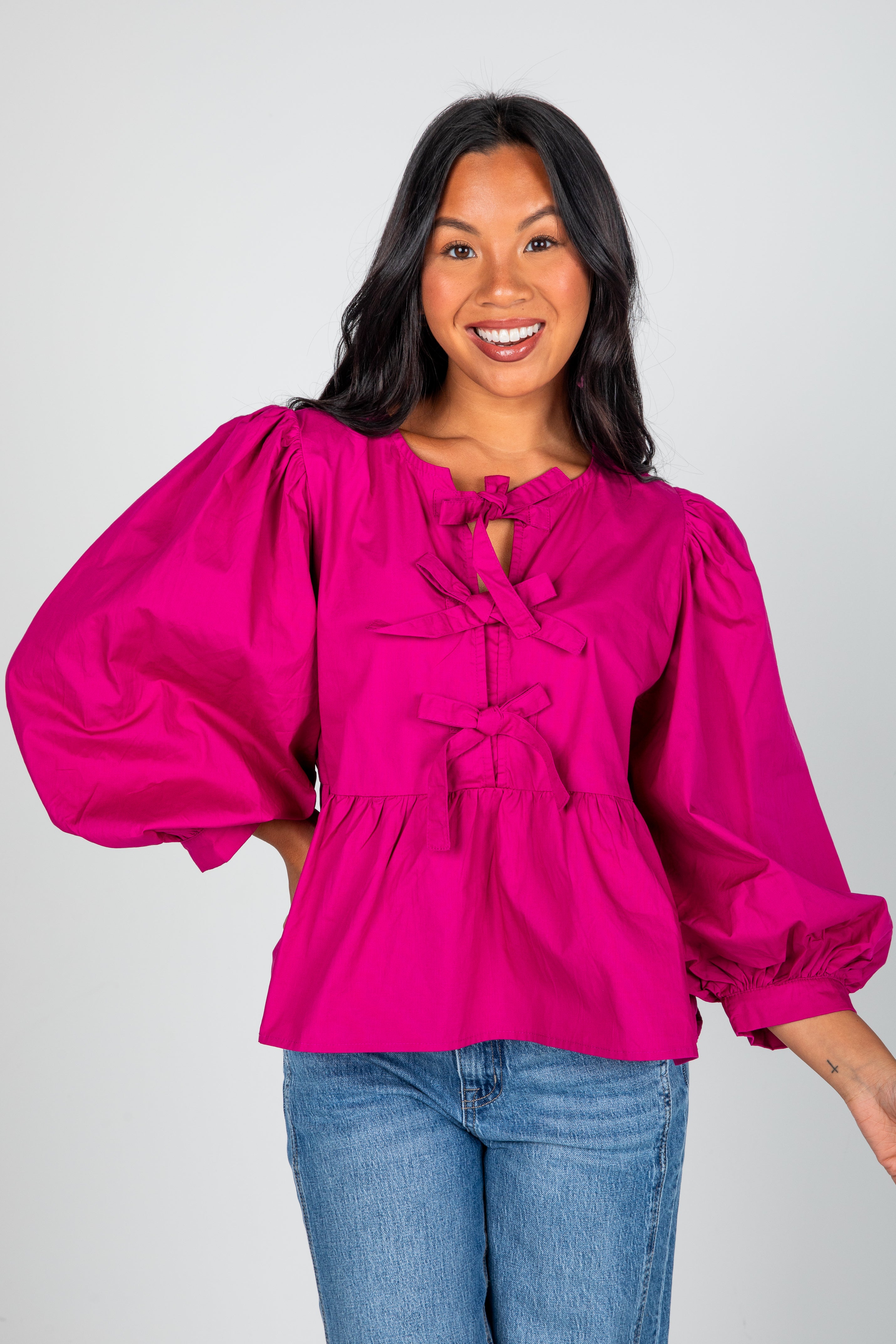 FINAL SALE - Just One Chance Tie Blouse