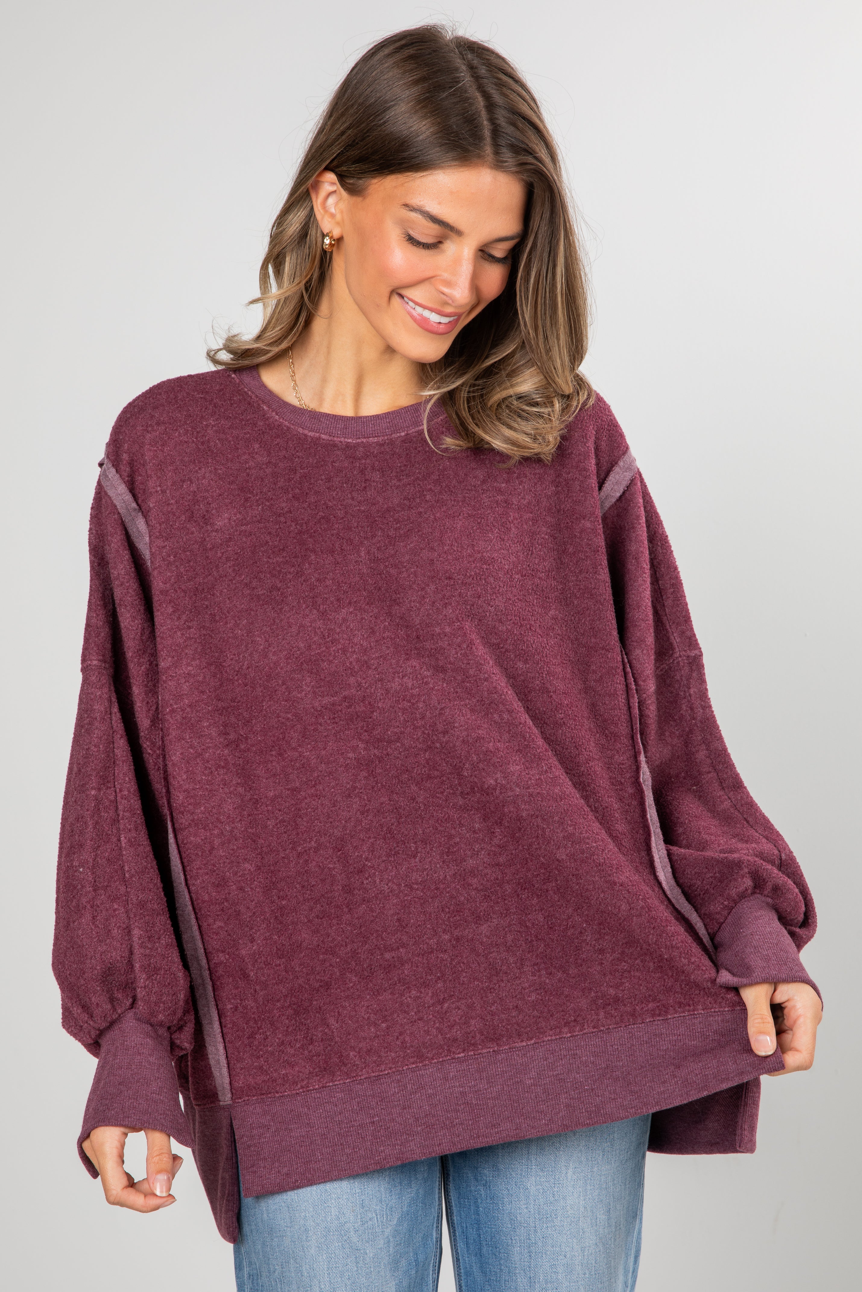 FINAL SALE - Snuggly Touch Soft Knit Oversized Pullover - DOORBUSTER