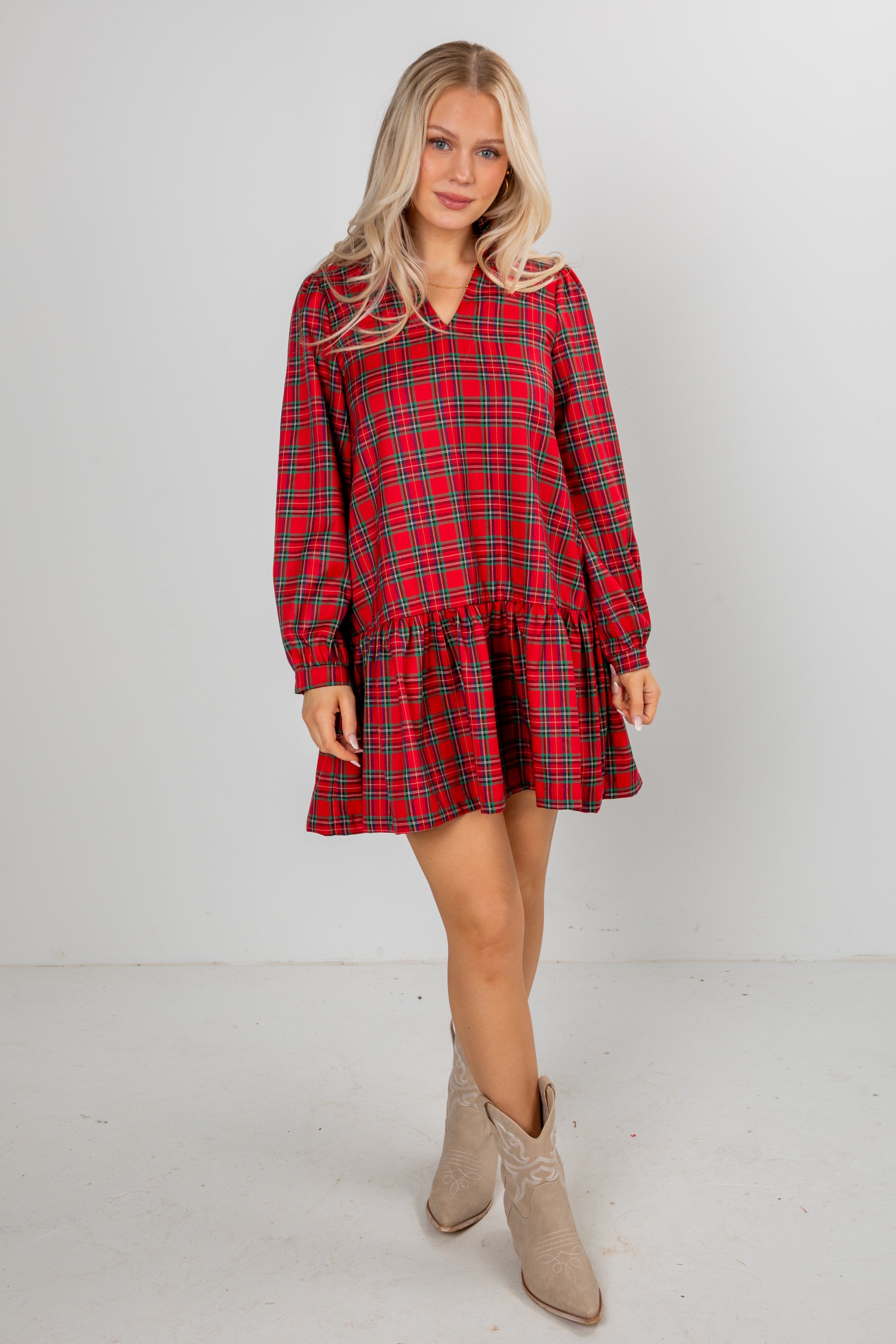 FINAL SALE - Tis The Season Red Plaid Mini Dress