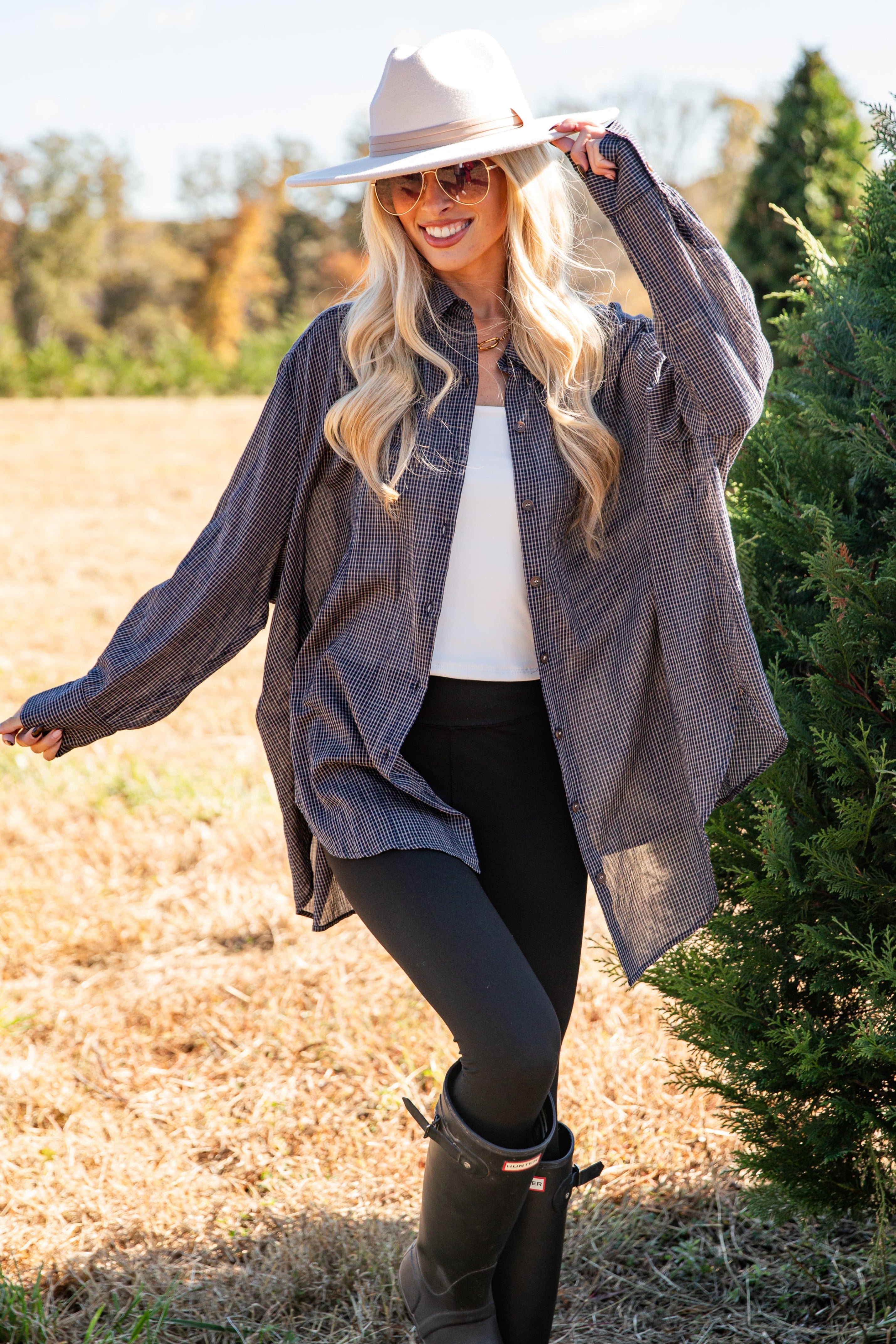 FINAL SALE - Happily Yours Plaid Oversized Button-Up Blouse