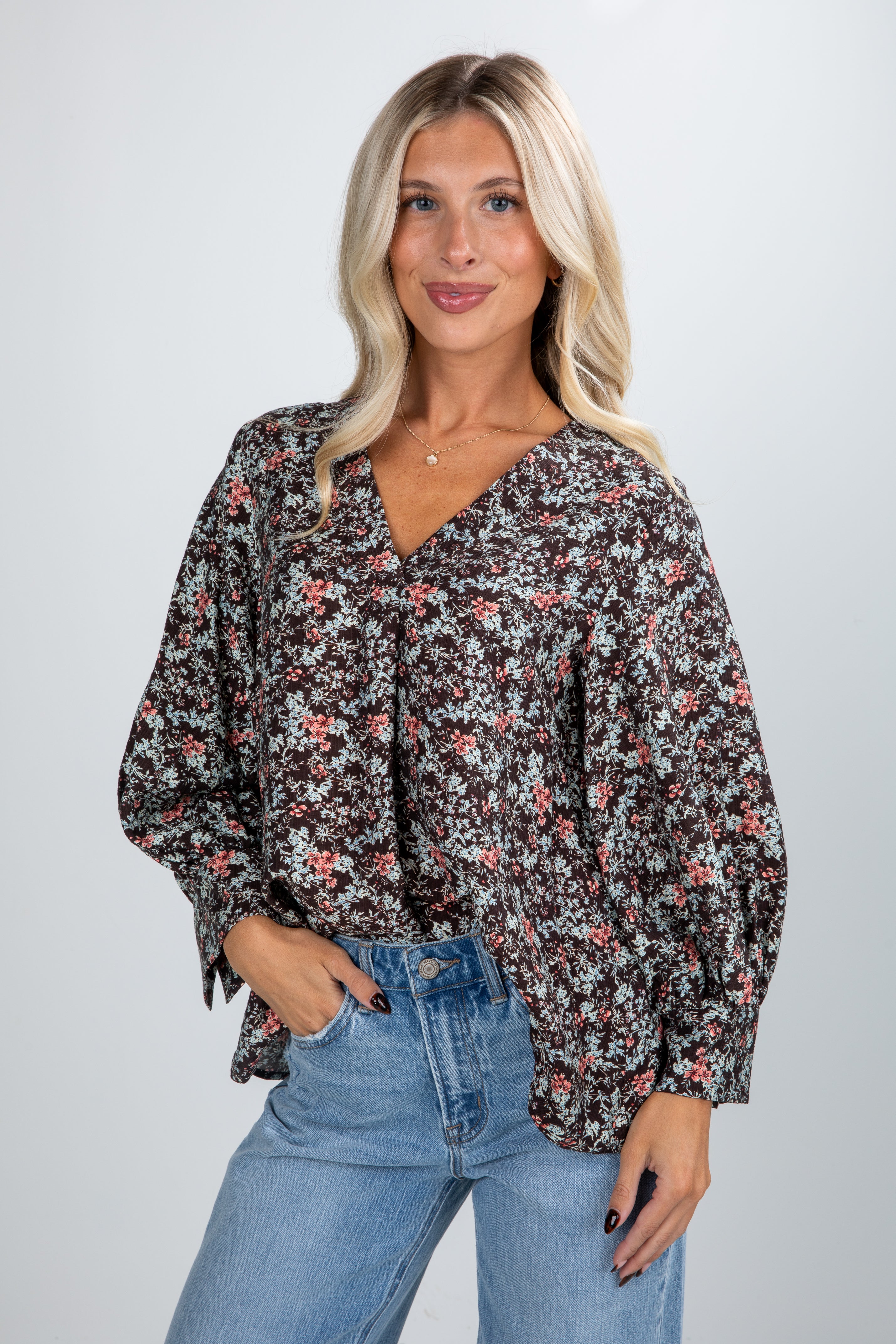 FINAL SALE - Dream About You Brown Floral Blouse