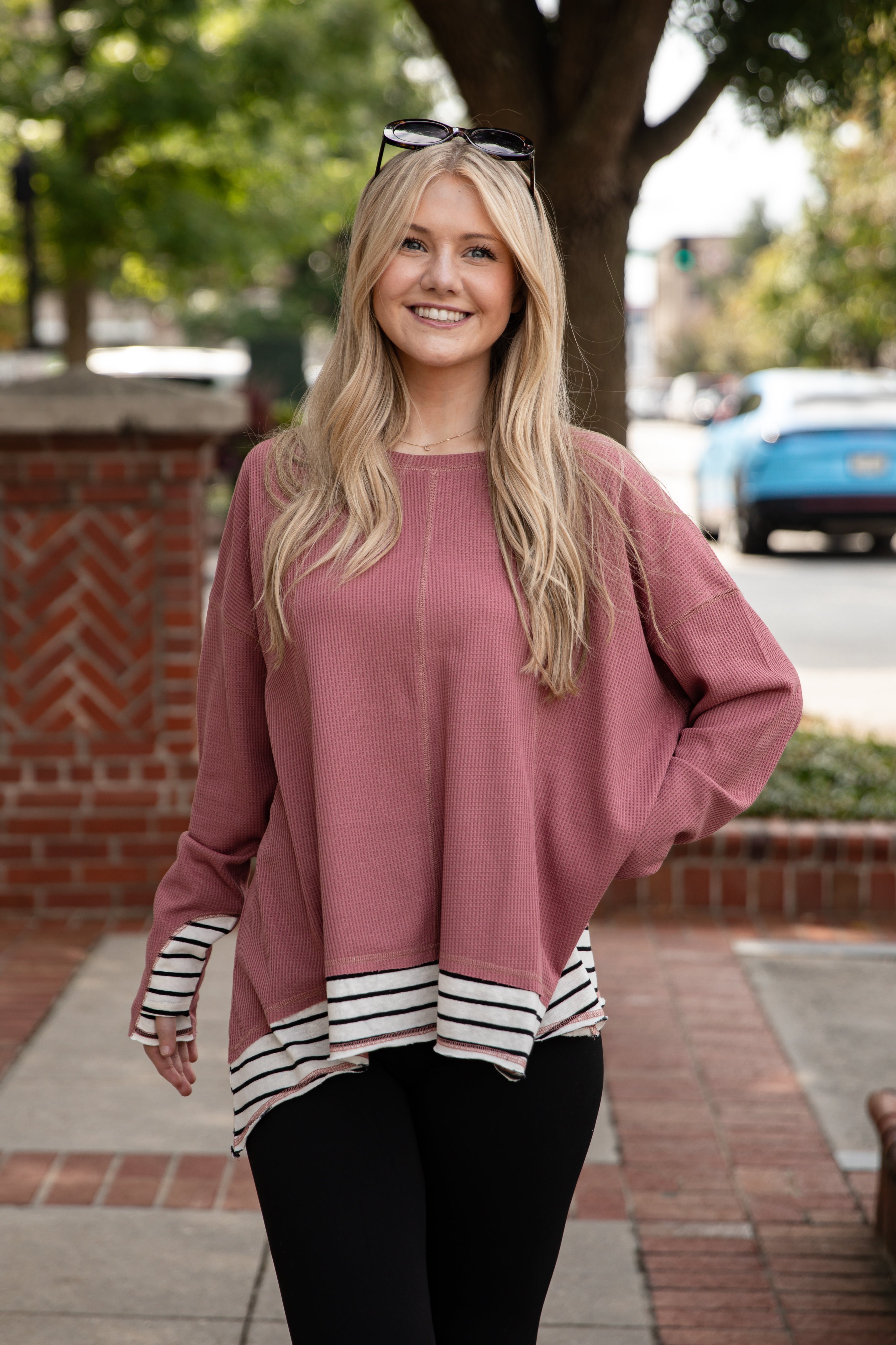 FINAL SALE - Beautifully Stated Mauve Waffle Knit Top
