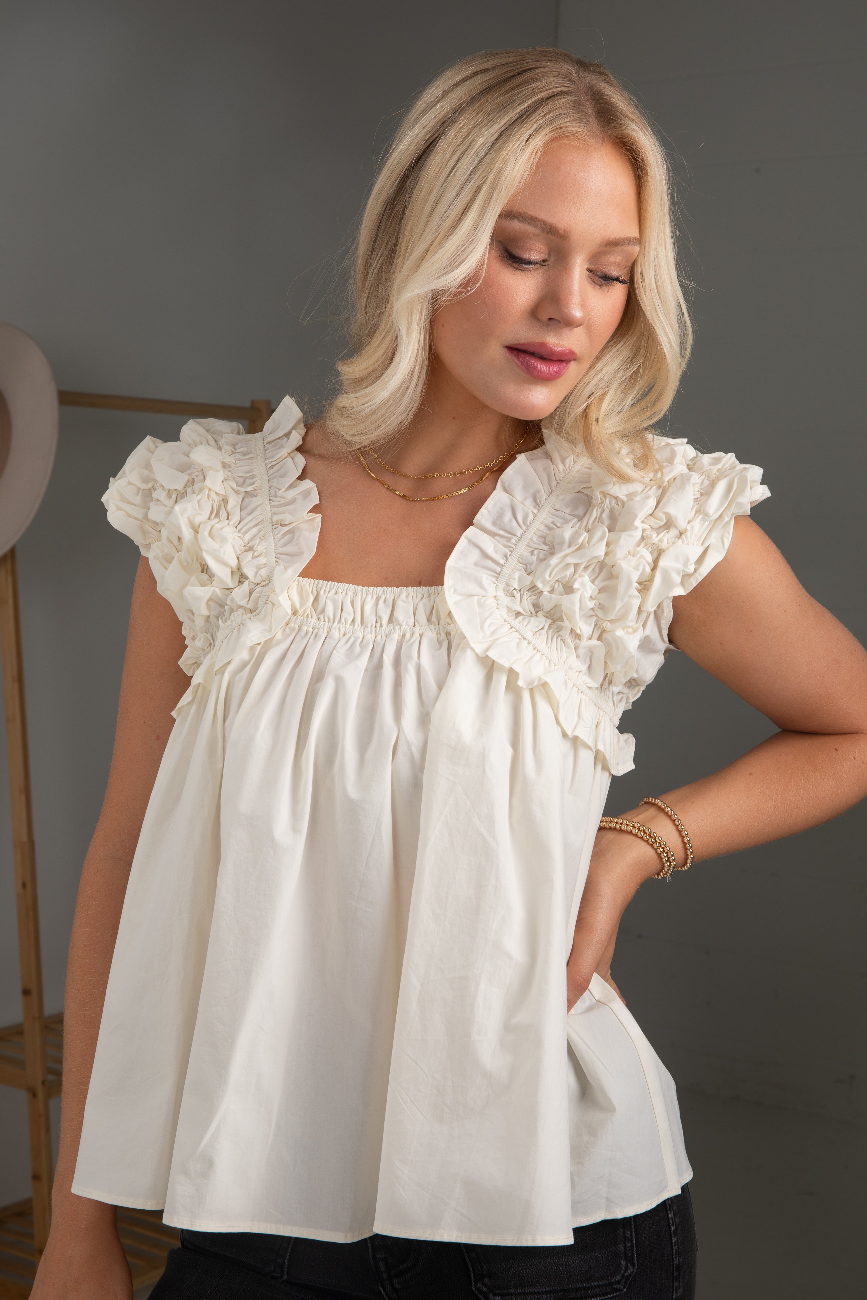FINAL SALE - Find It Again Smocked Blouse